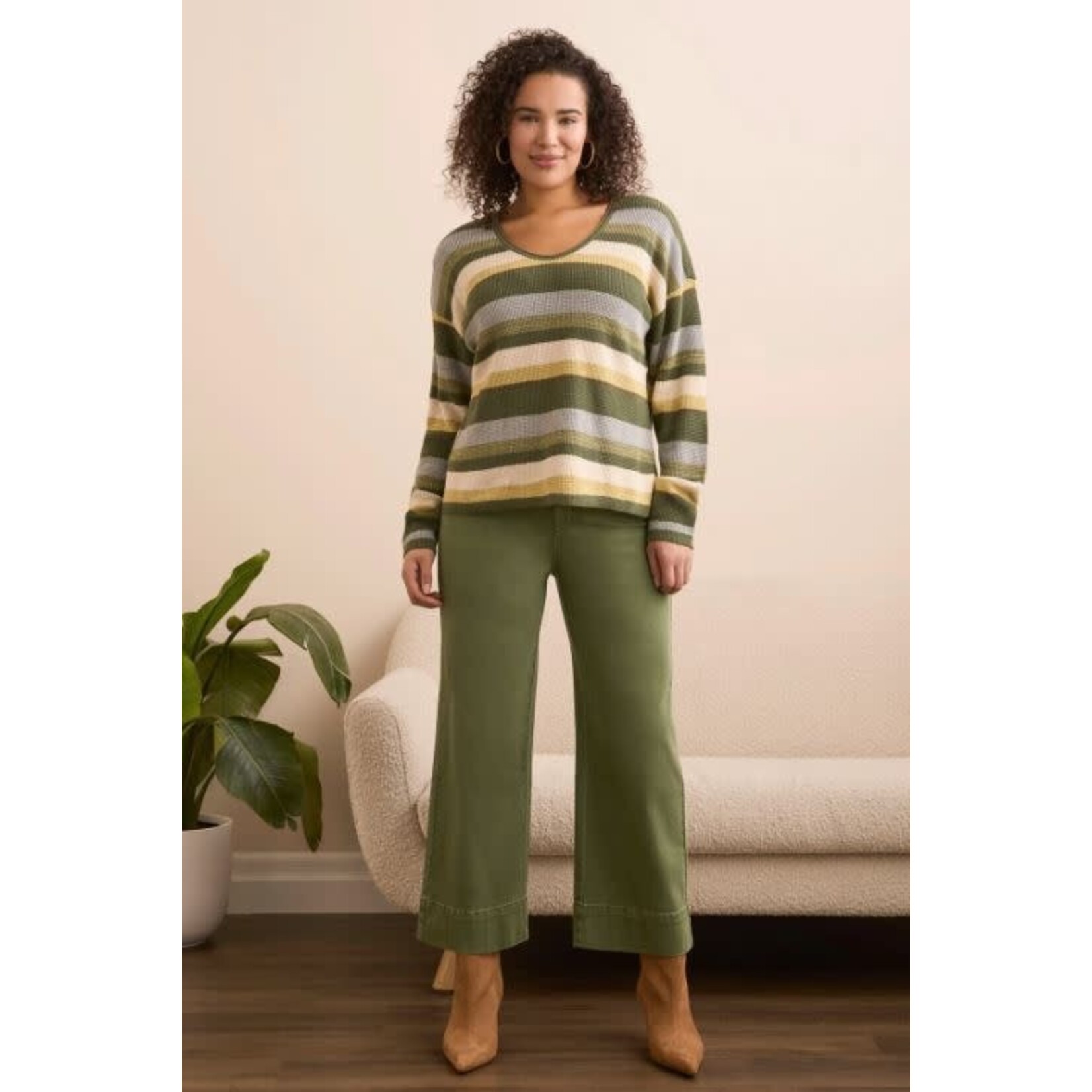 Tribal U-Neck Waffle Sweater