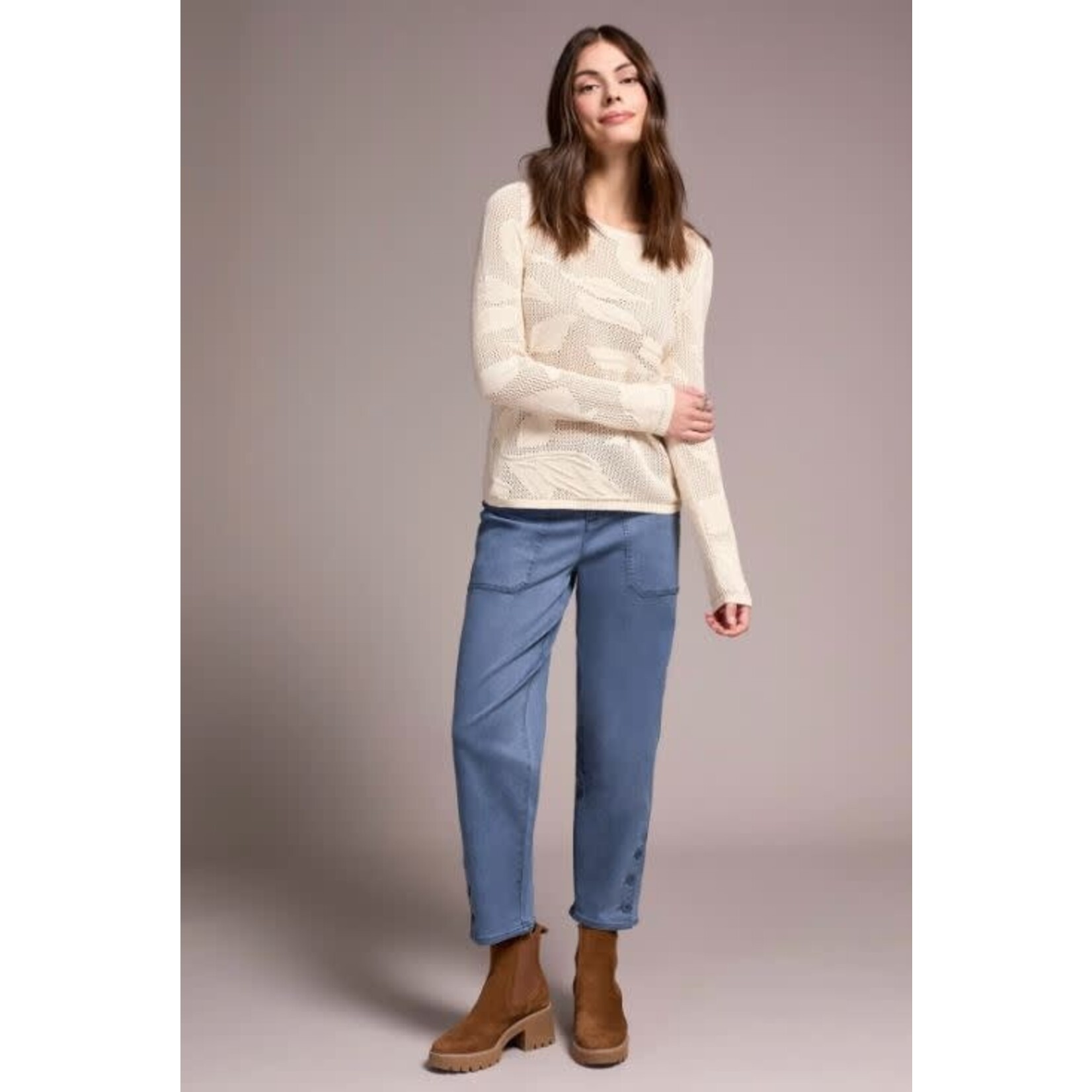 Tribal Mesh Jacquard Boat Neck Sweater