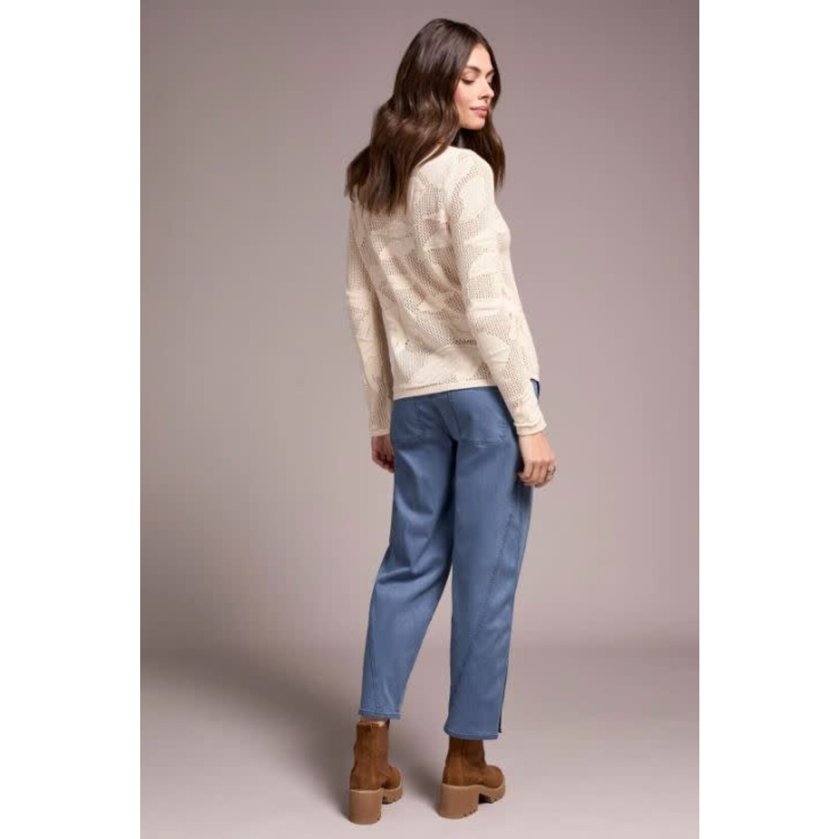 Tribal Mesh Jacquard Boat Neck Sweater