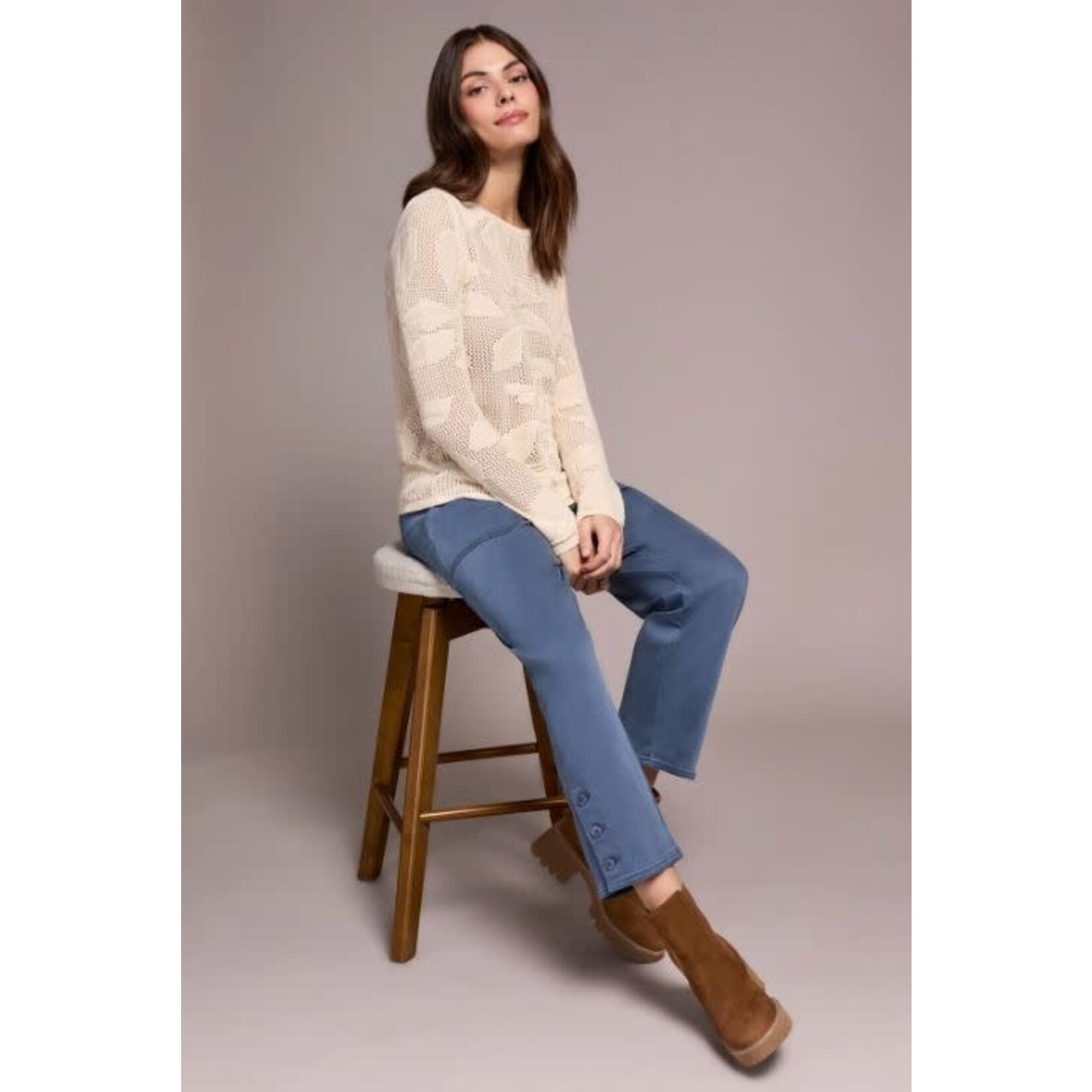 Tribal Mesh Jacquard Boat Neck Sweater