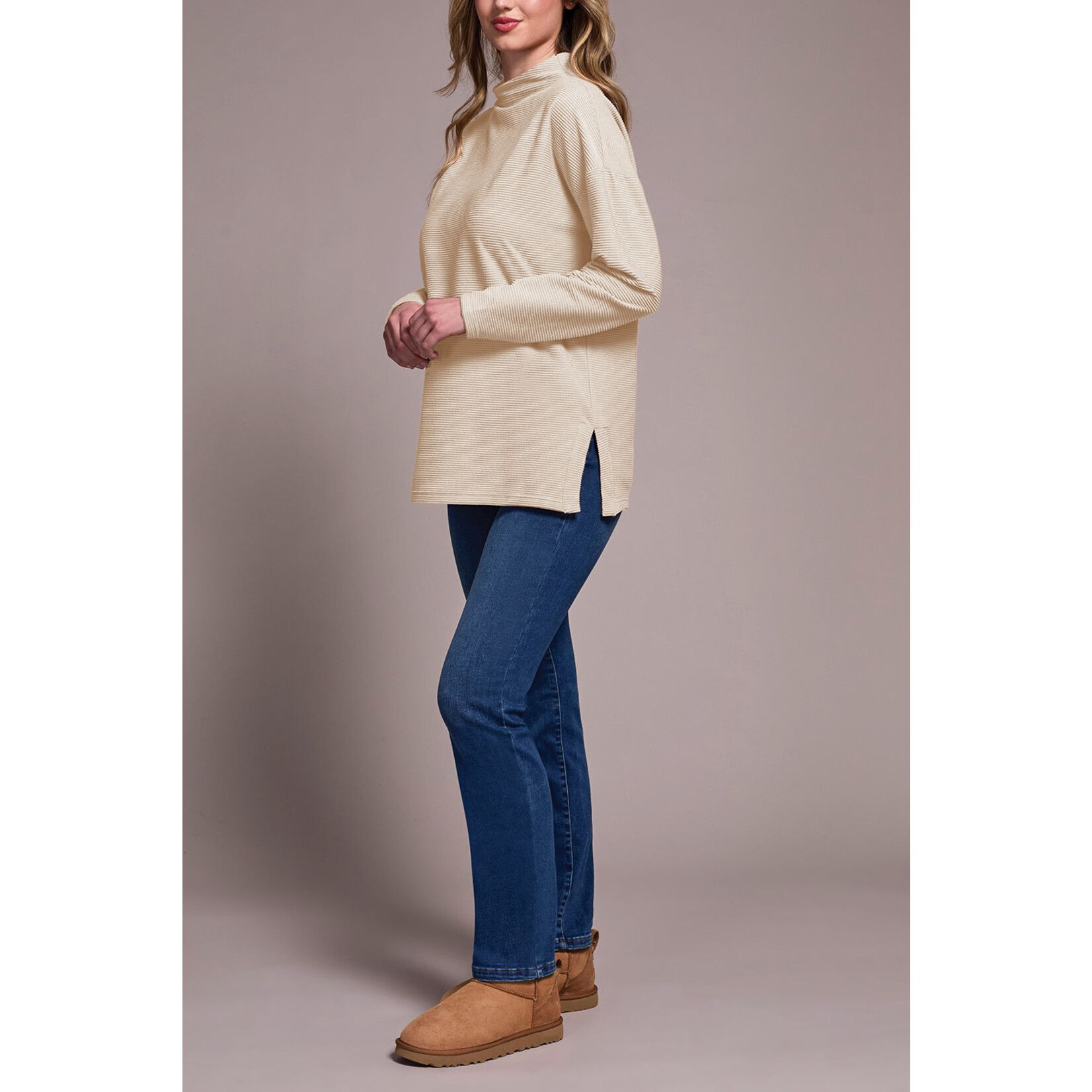 Tribal Funnel Neck Side Slit Tunic