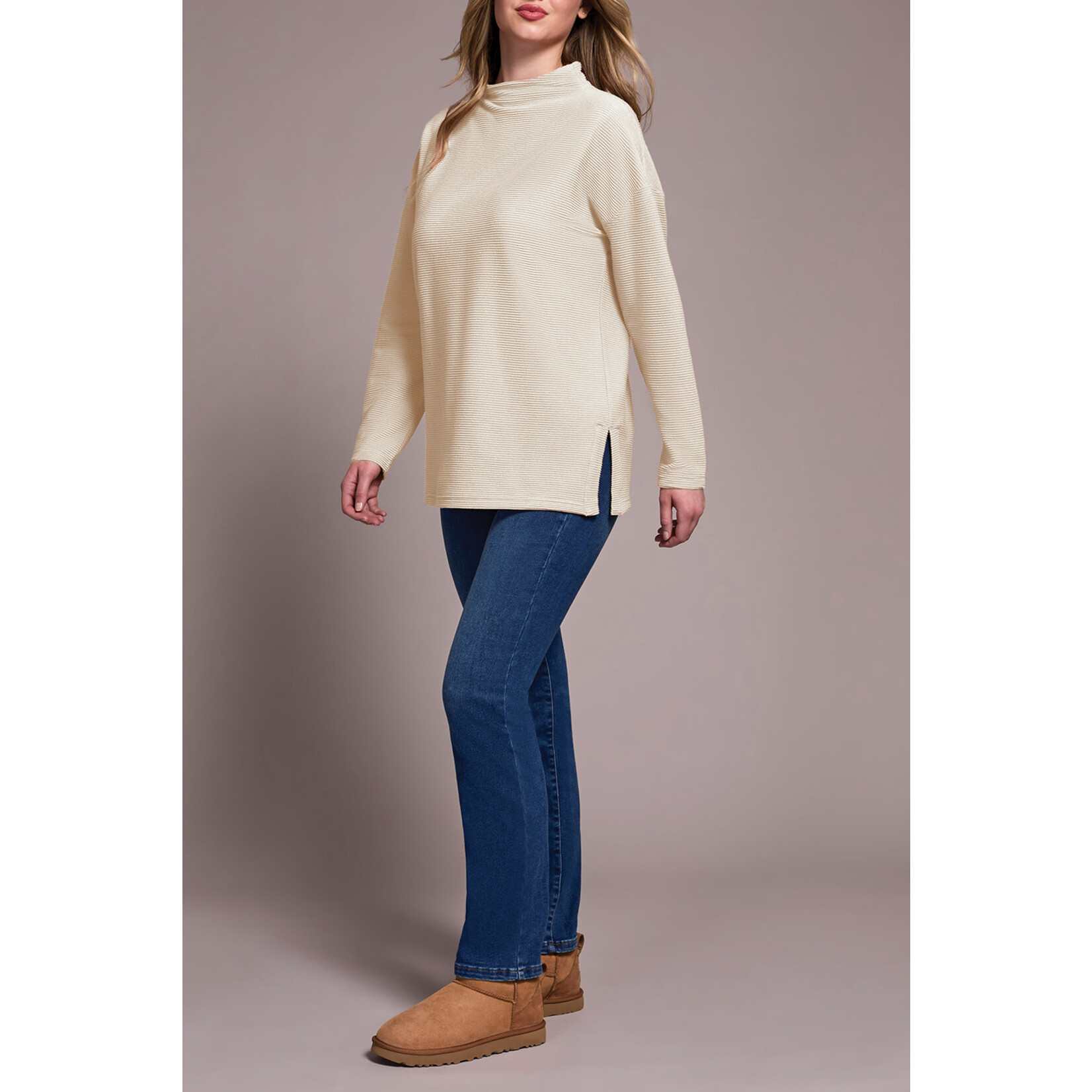 Tribal Funnel Neck Side Slit Tunic