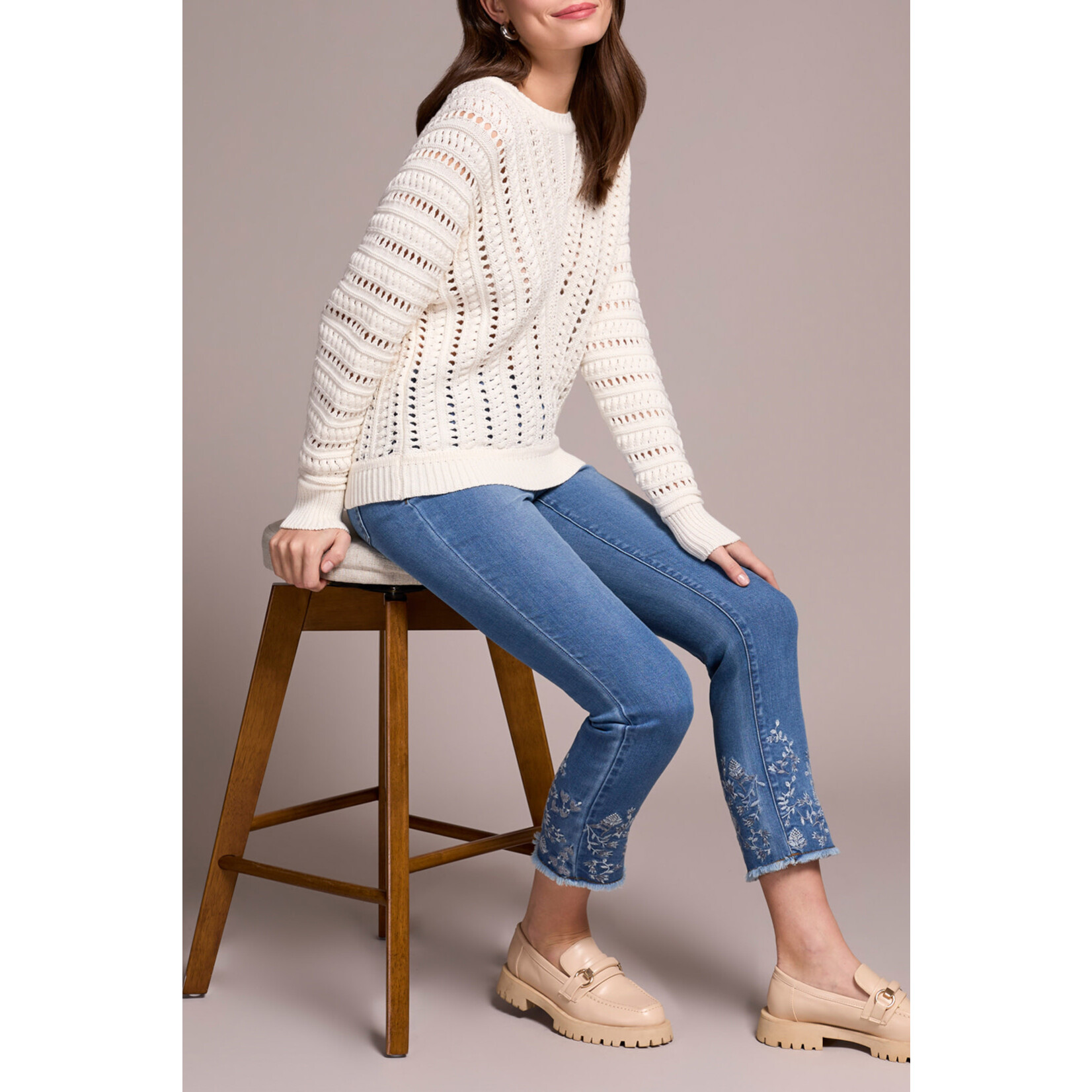 Tribal Special Wash Loose Knit Sweater