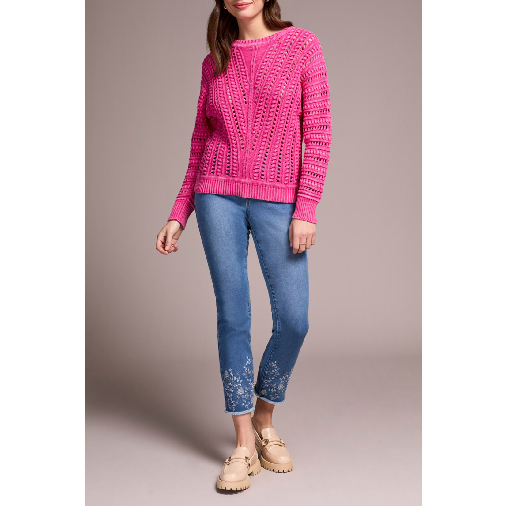 Tribal Special Wash Loose Knit Sweater