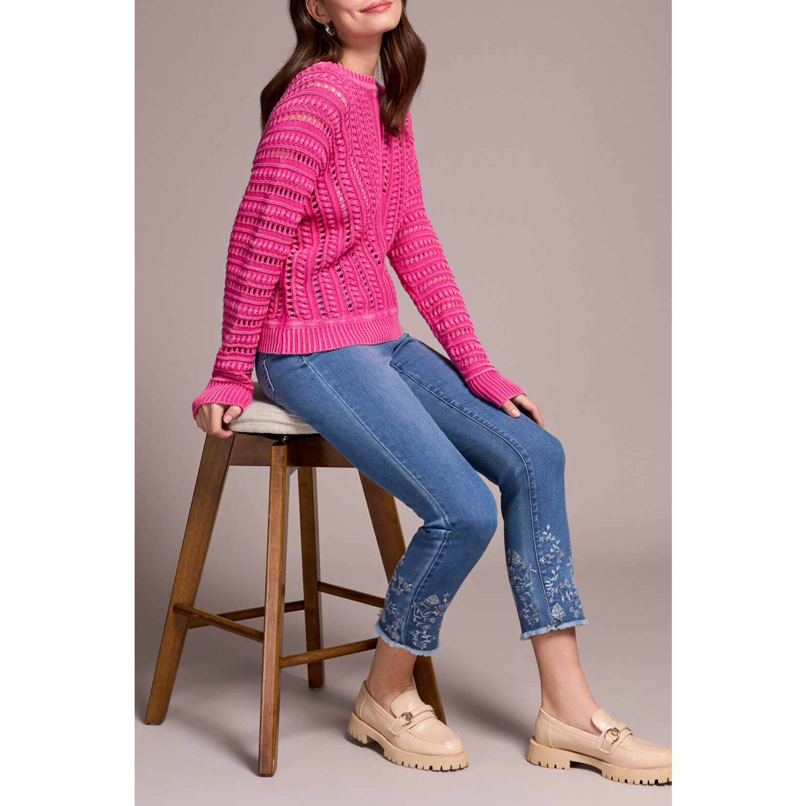 Tribal Special Wash Loose Knit Sweater