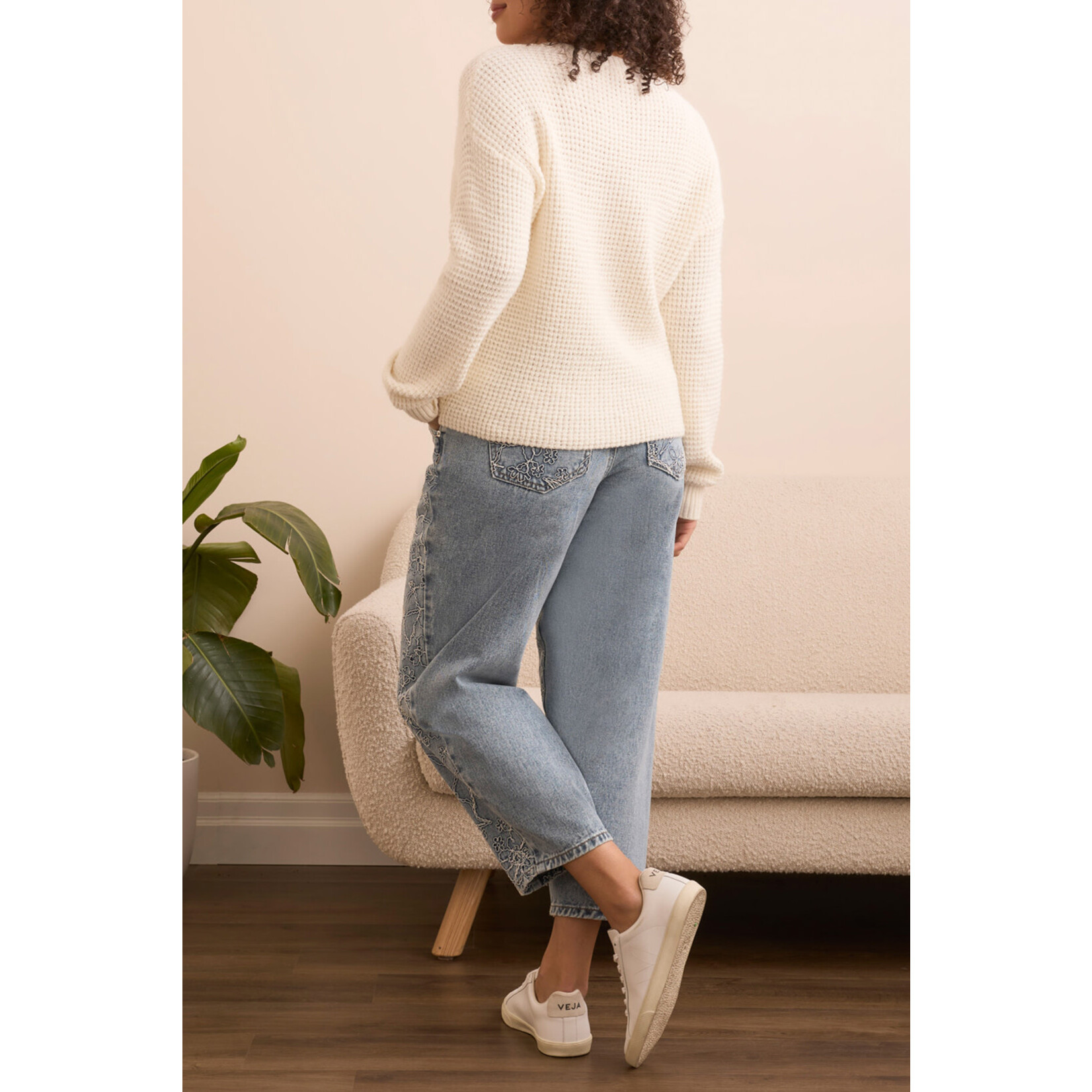 Tribal Drop Shoulder V-Neck Sweater