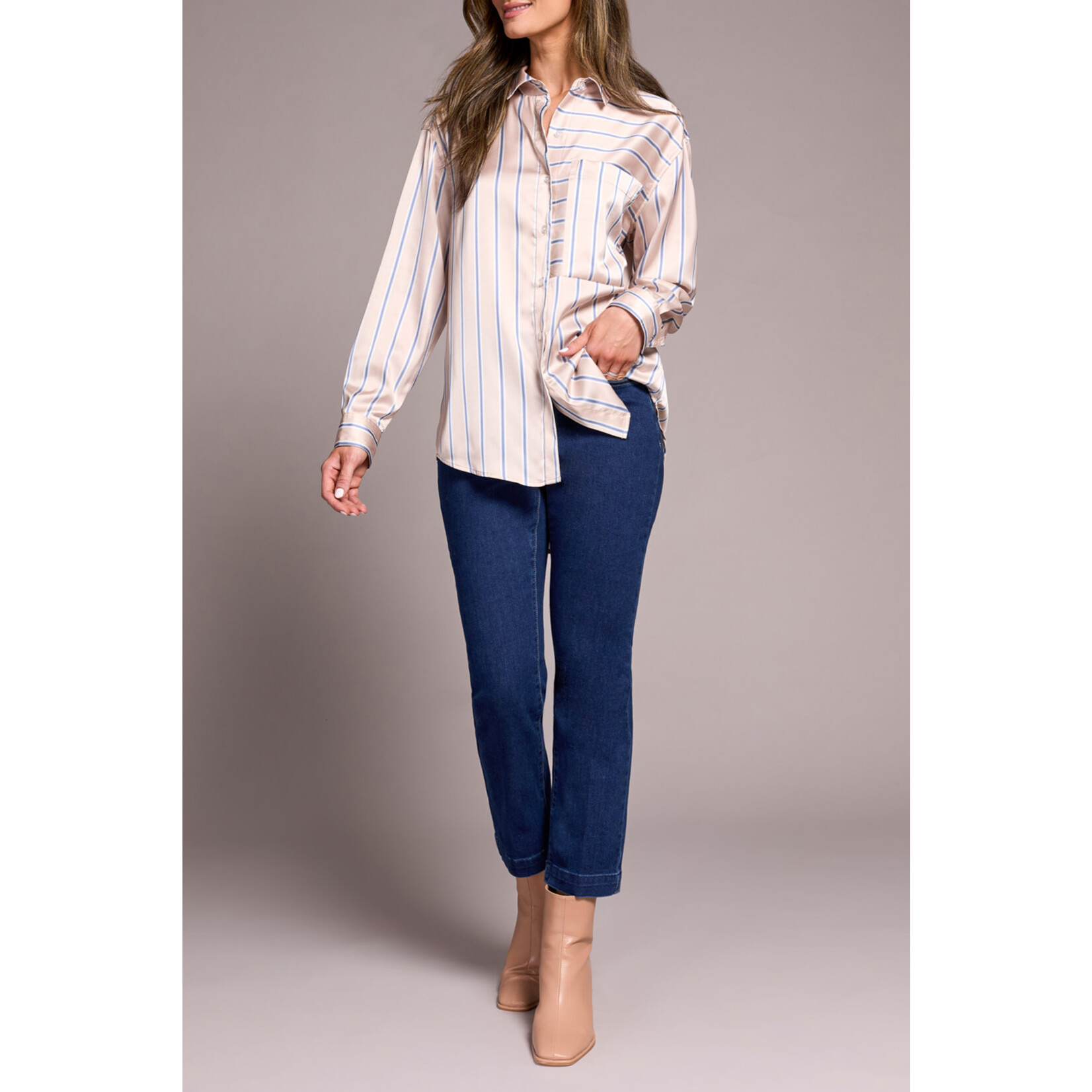 Tribal Shirttail Hem Blouse