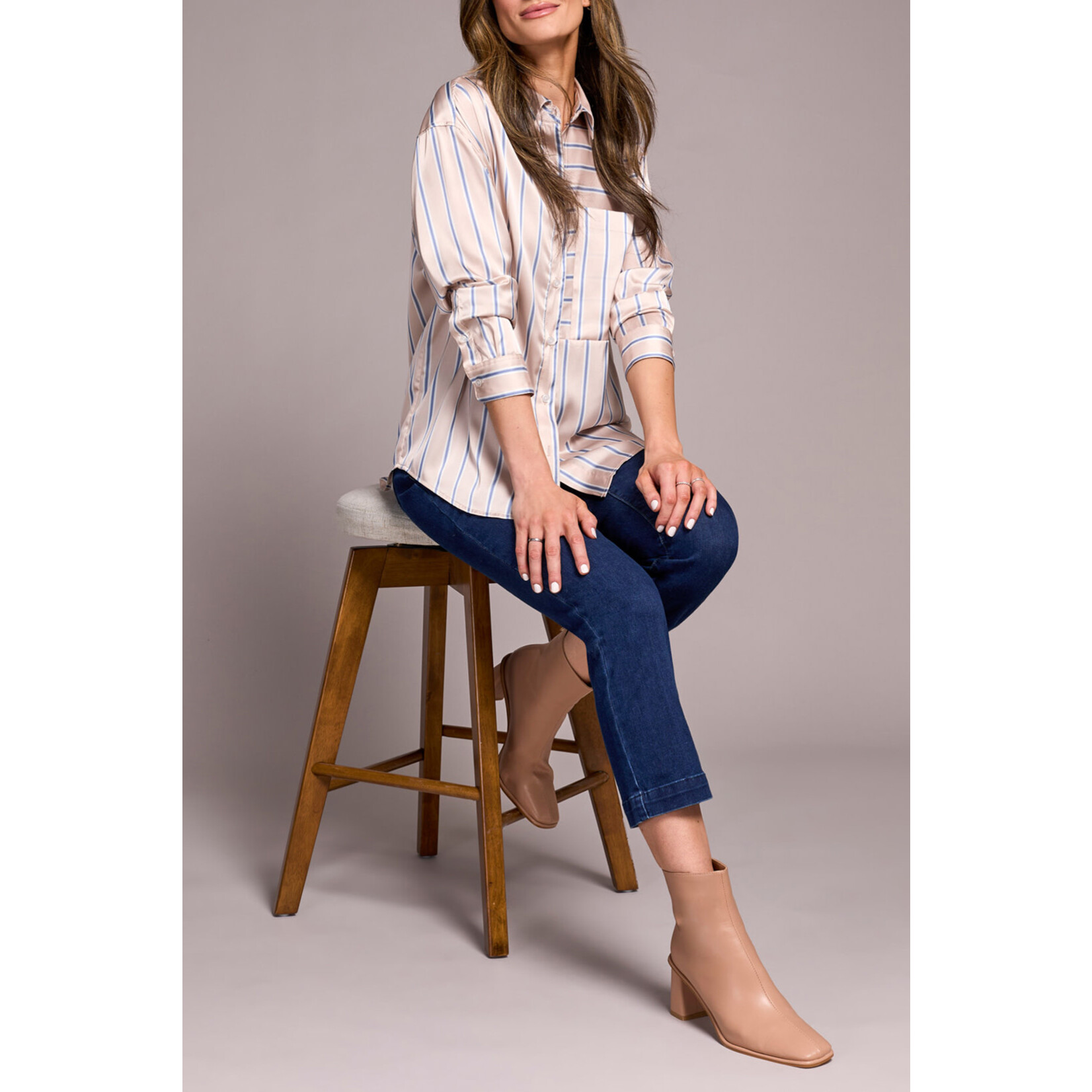 Tribal Shirttail Hem Blouse