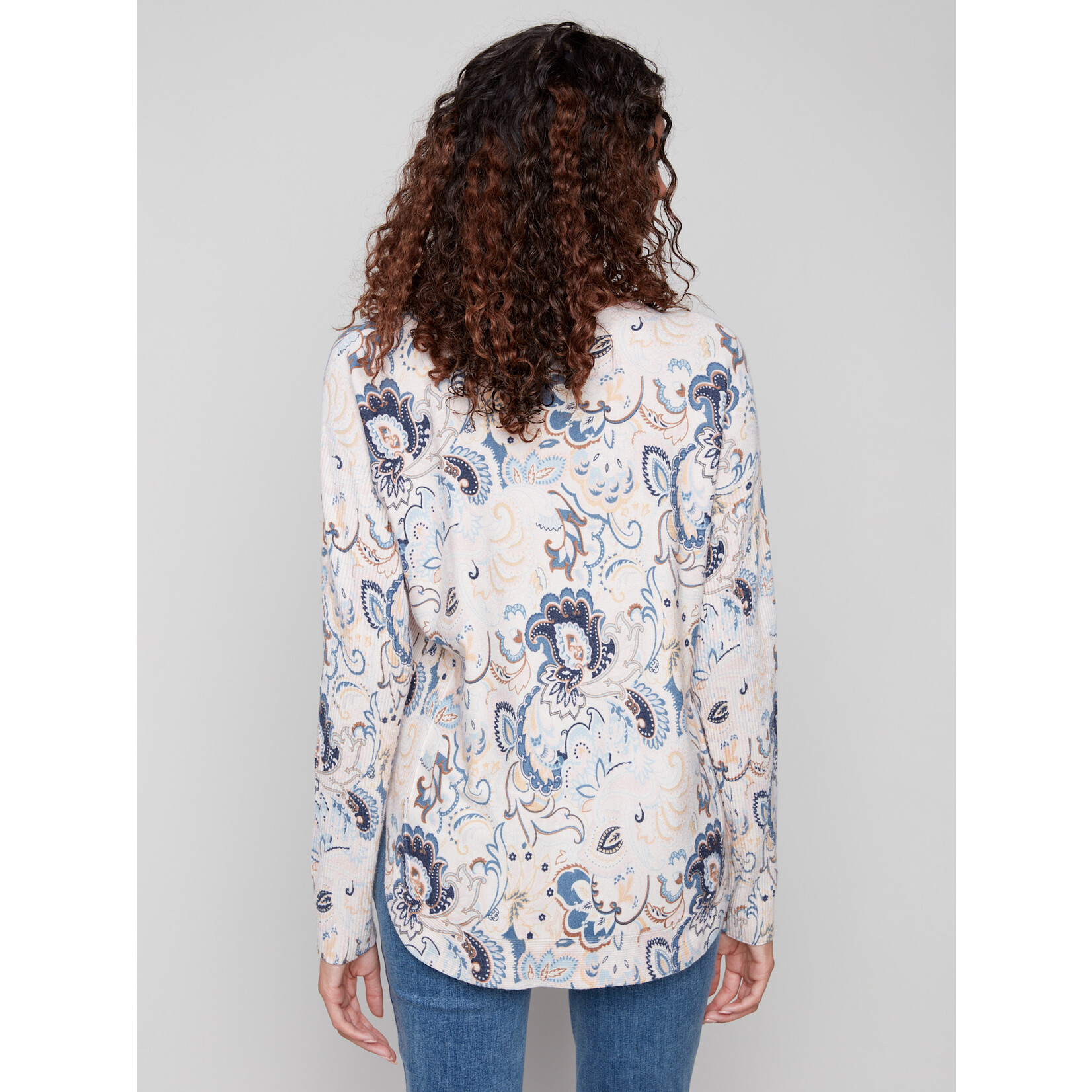 Charlie B Printed Round Hem Sweater