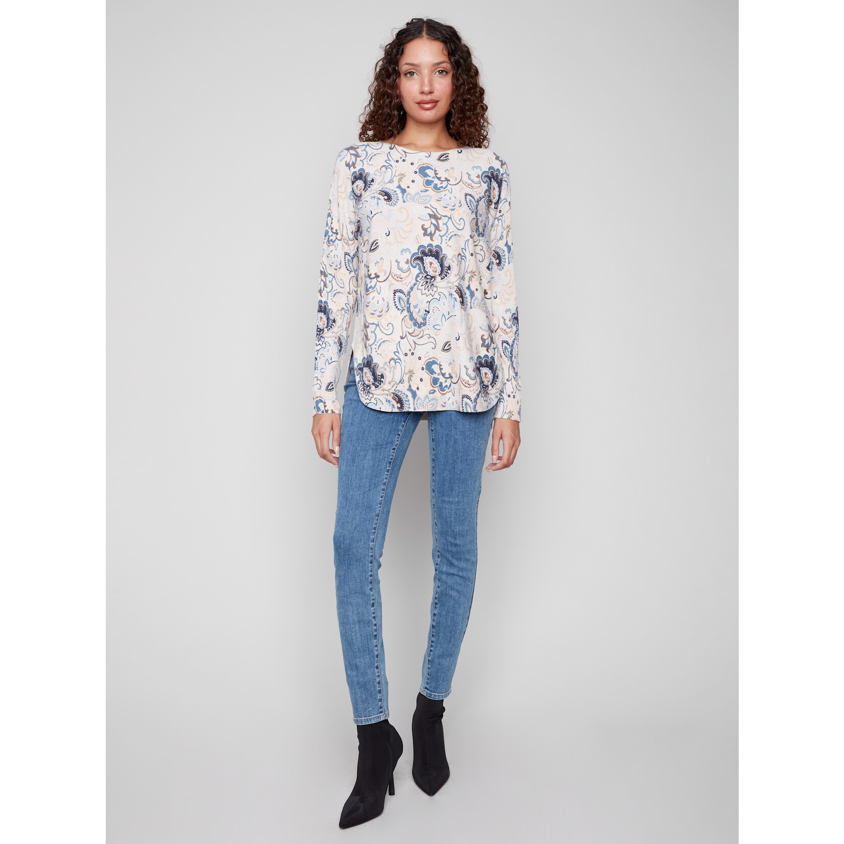 Charlie B Printed Round Hem Sweater
