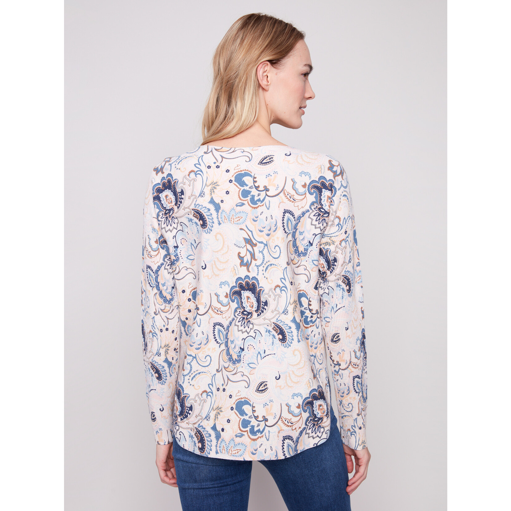 Charlie B Printed Round Hem Sweater