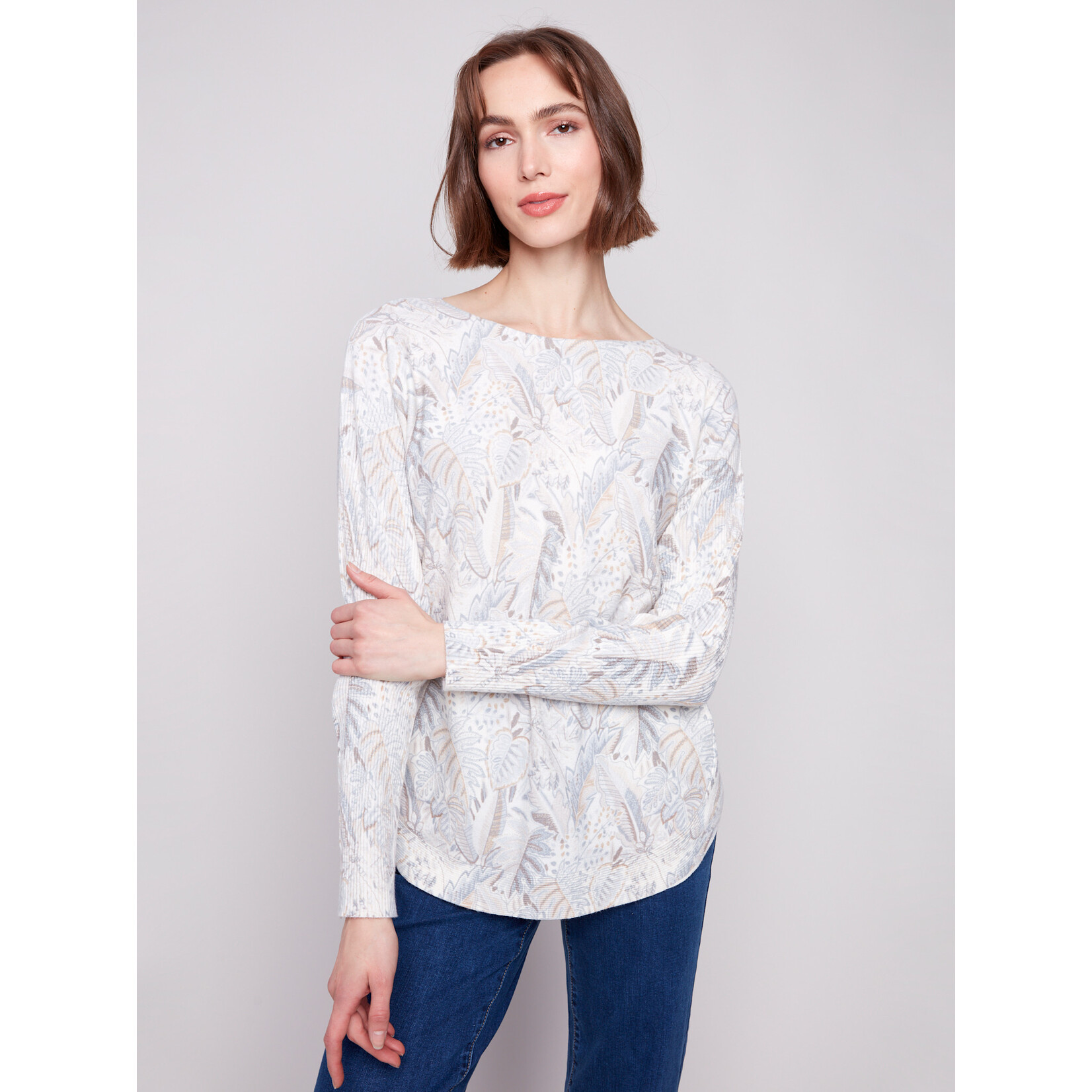 Charlie B Printed Round Hem Sweater