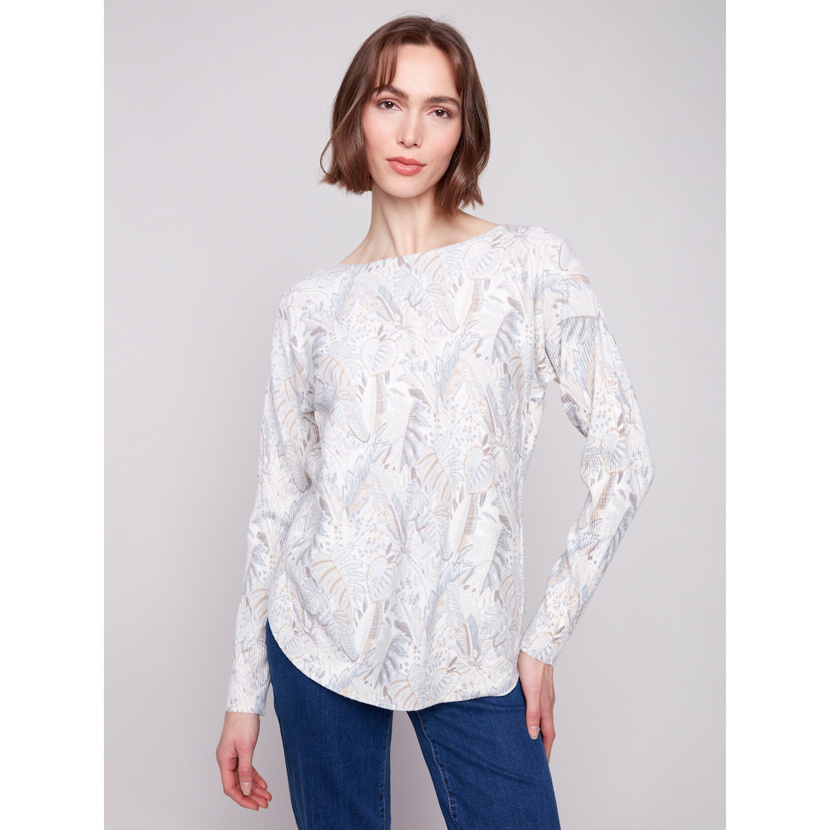 Charlie B Printed Round Hem Sweater