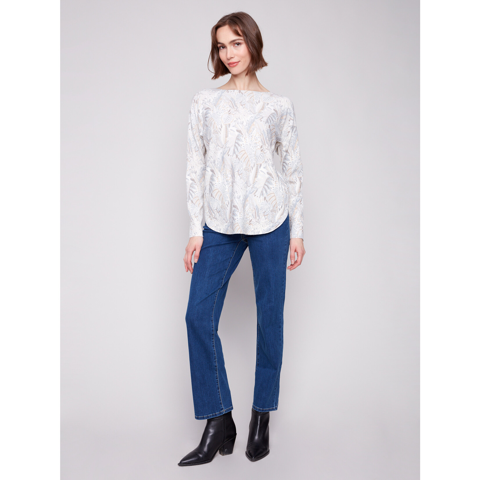 Charlie B Printed Round Hem Sweater