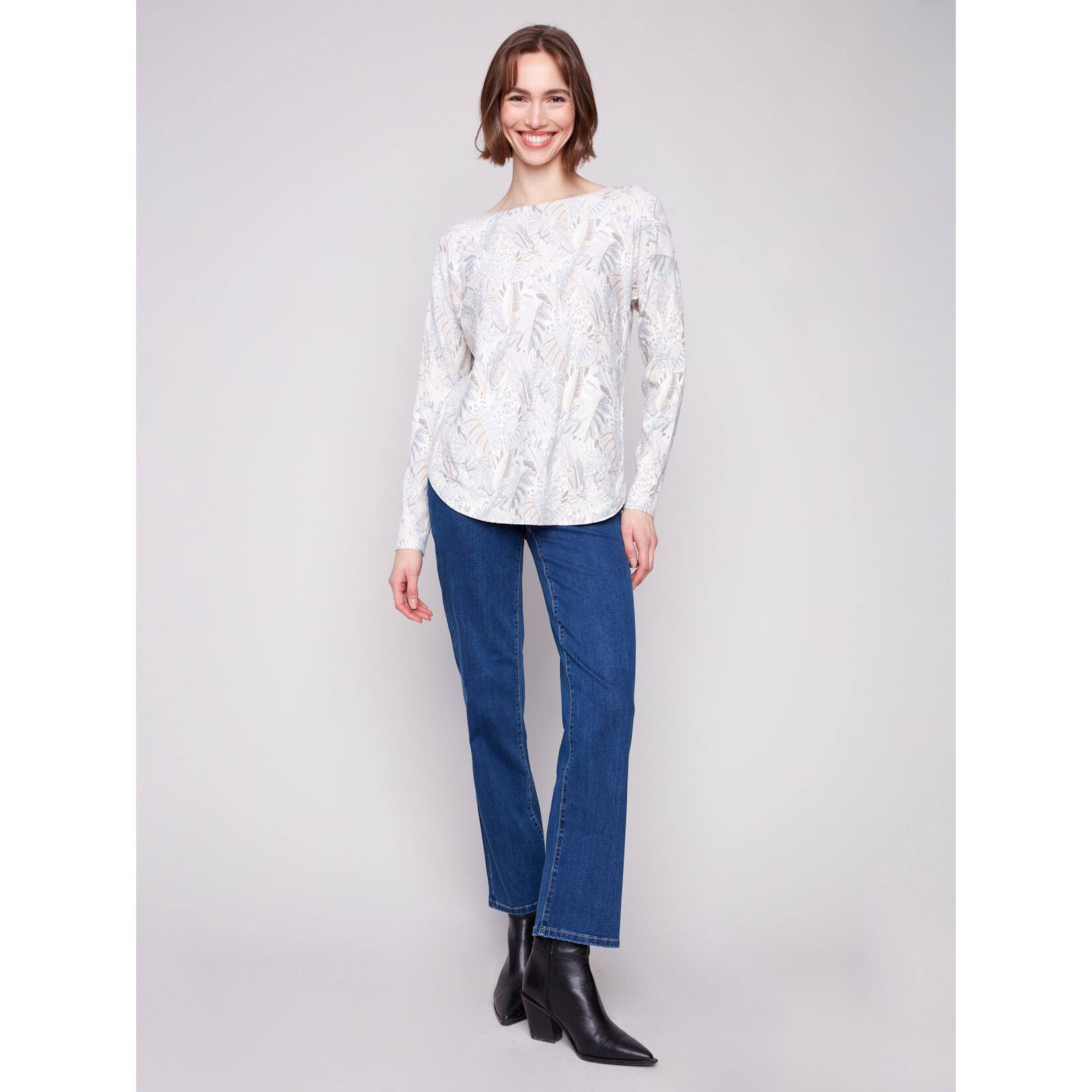 Charlie B Printed Round Hem Sweater
