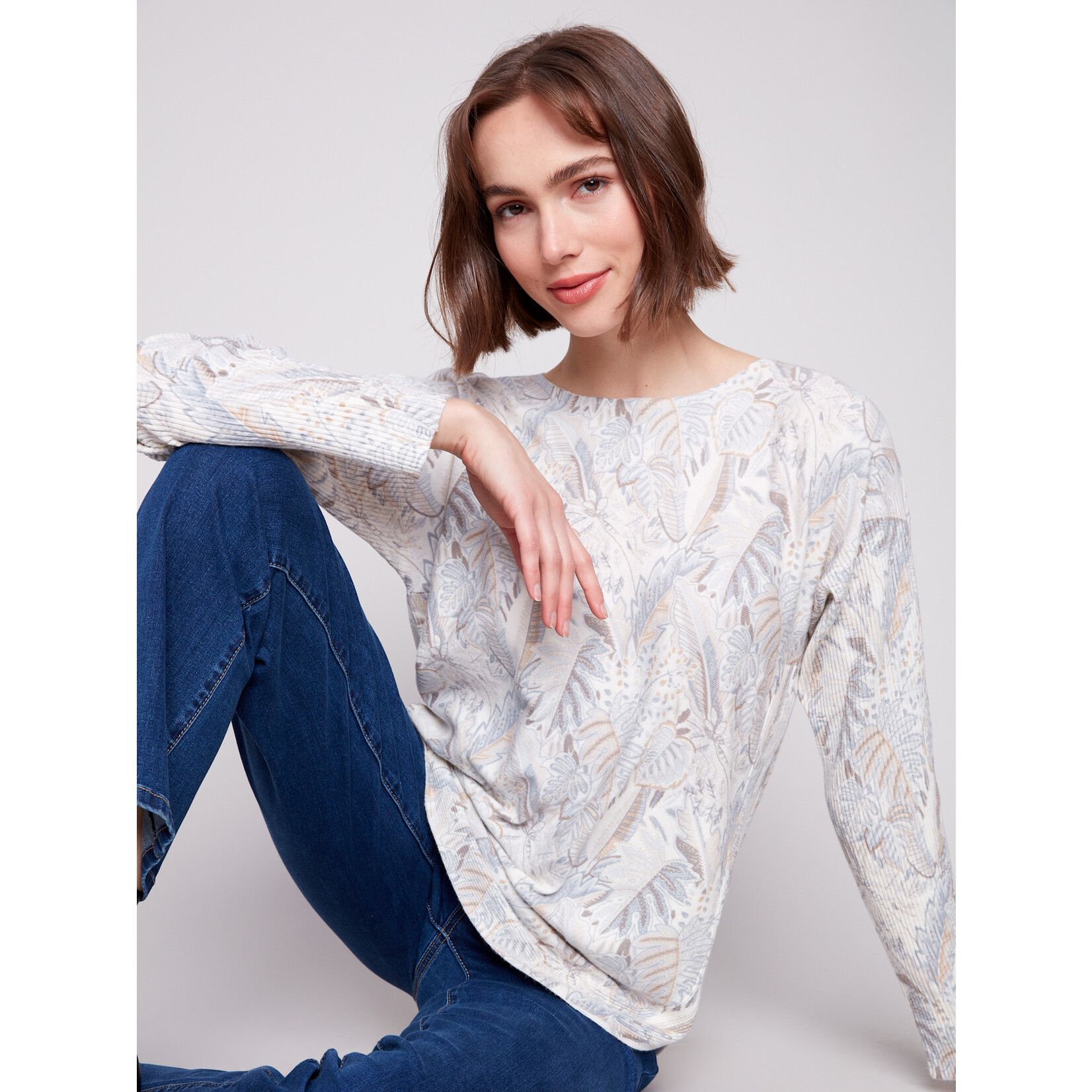 Charlie B Printed Round Hem Sweater