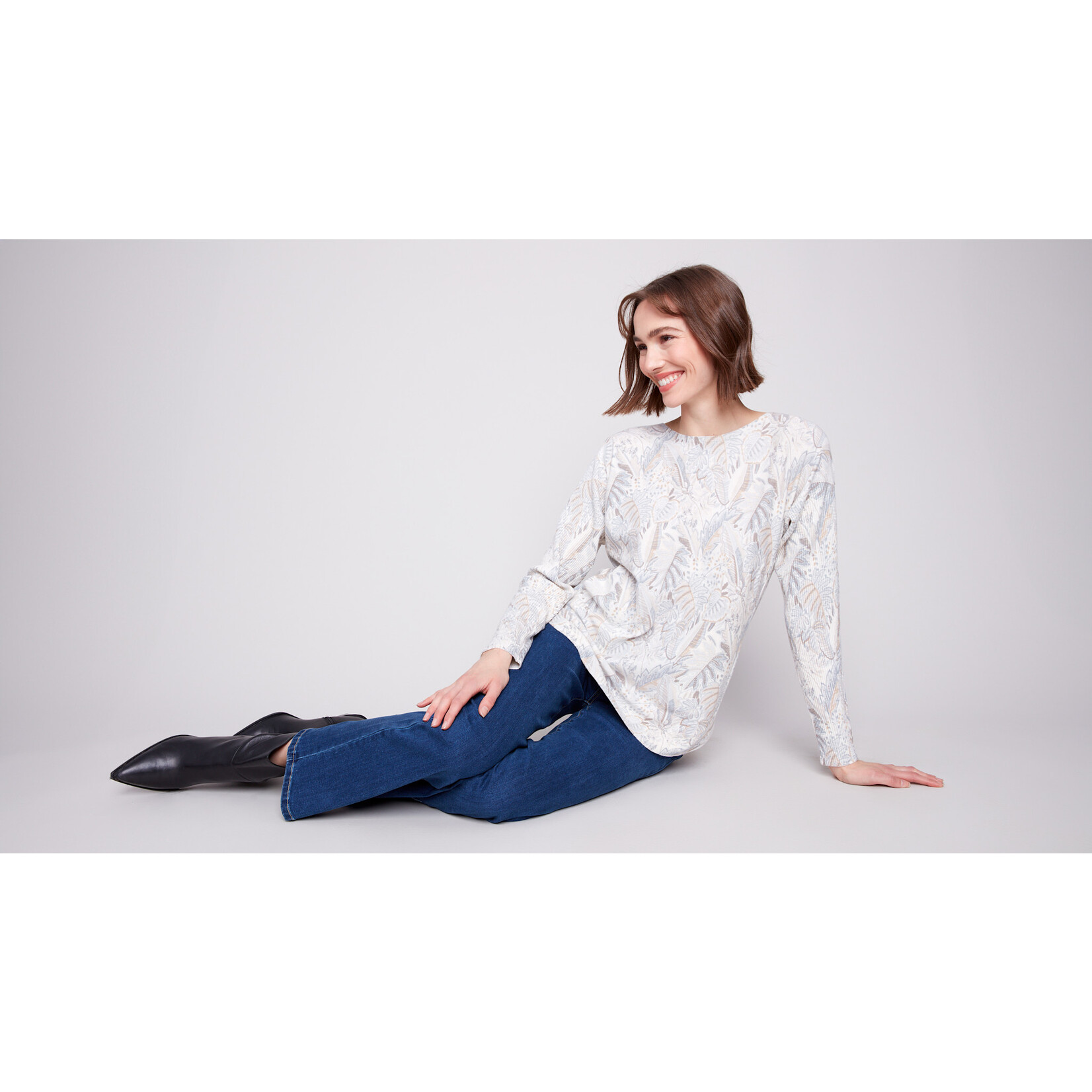 Charlie B Printed Round Hem Sweater