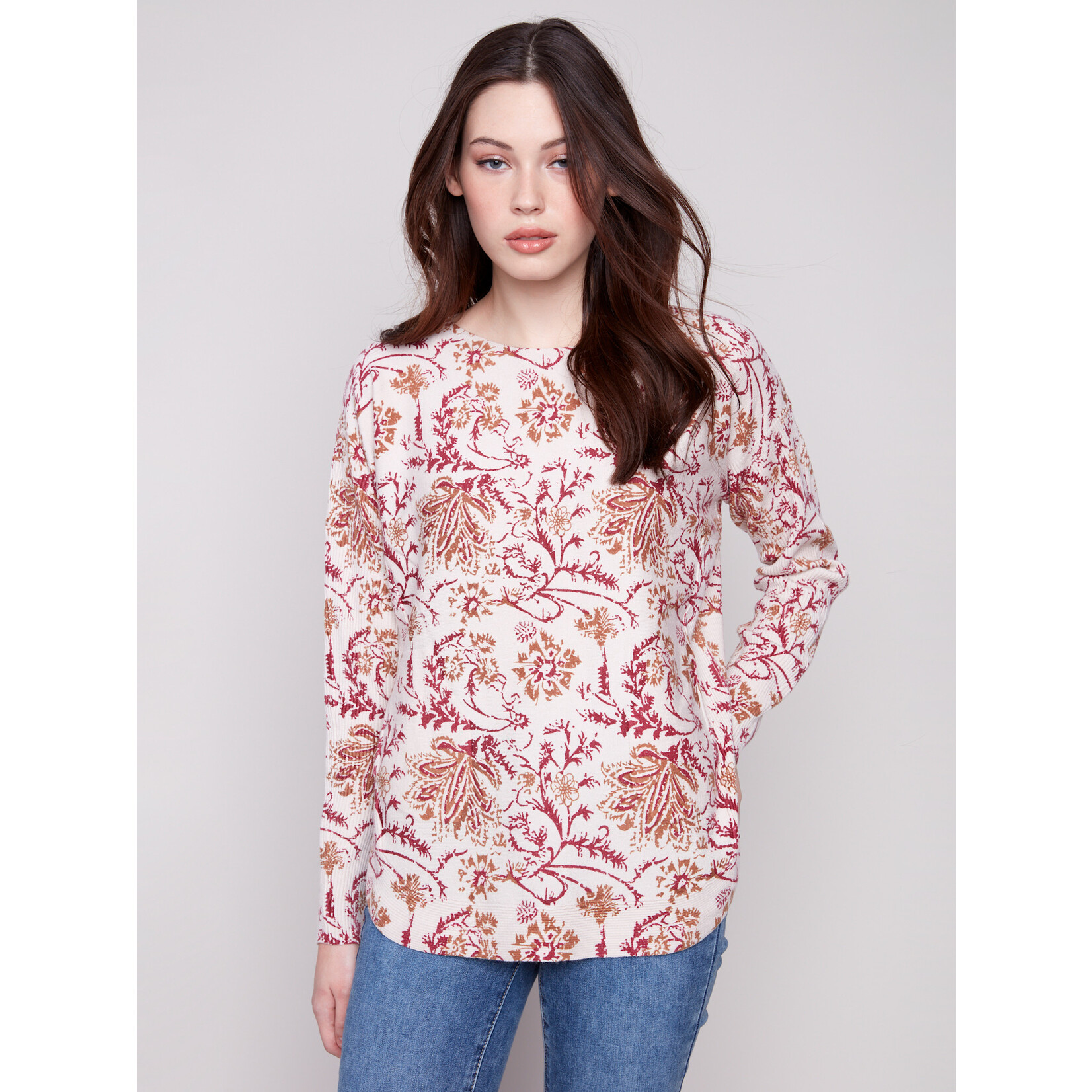 Charlie B Printed Round Hem Sweater