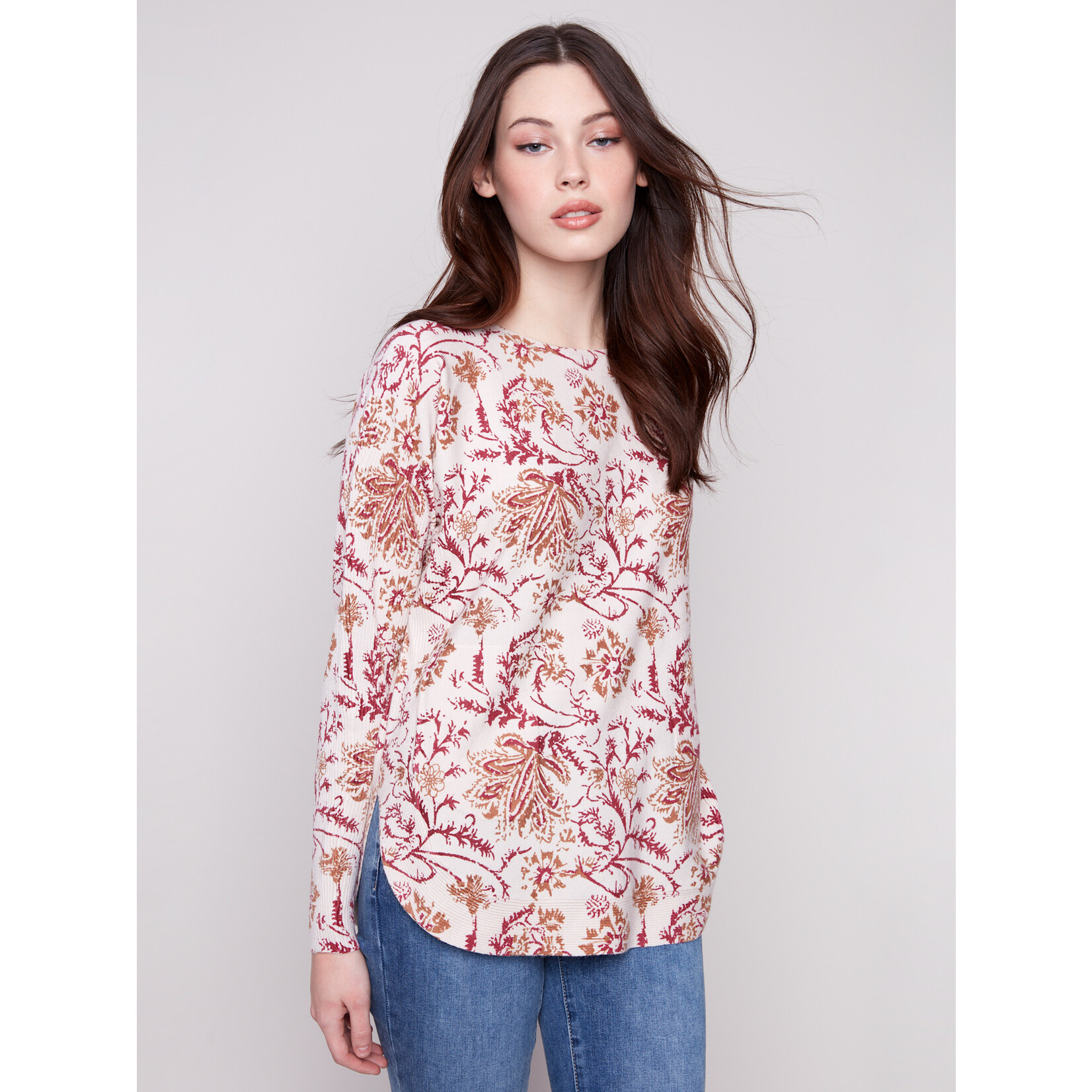 Charlie B Printed Round Hem Sweater