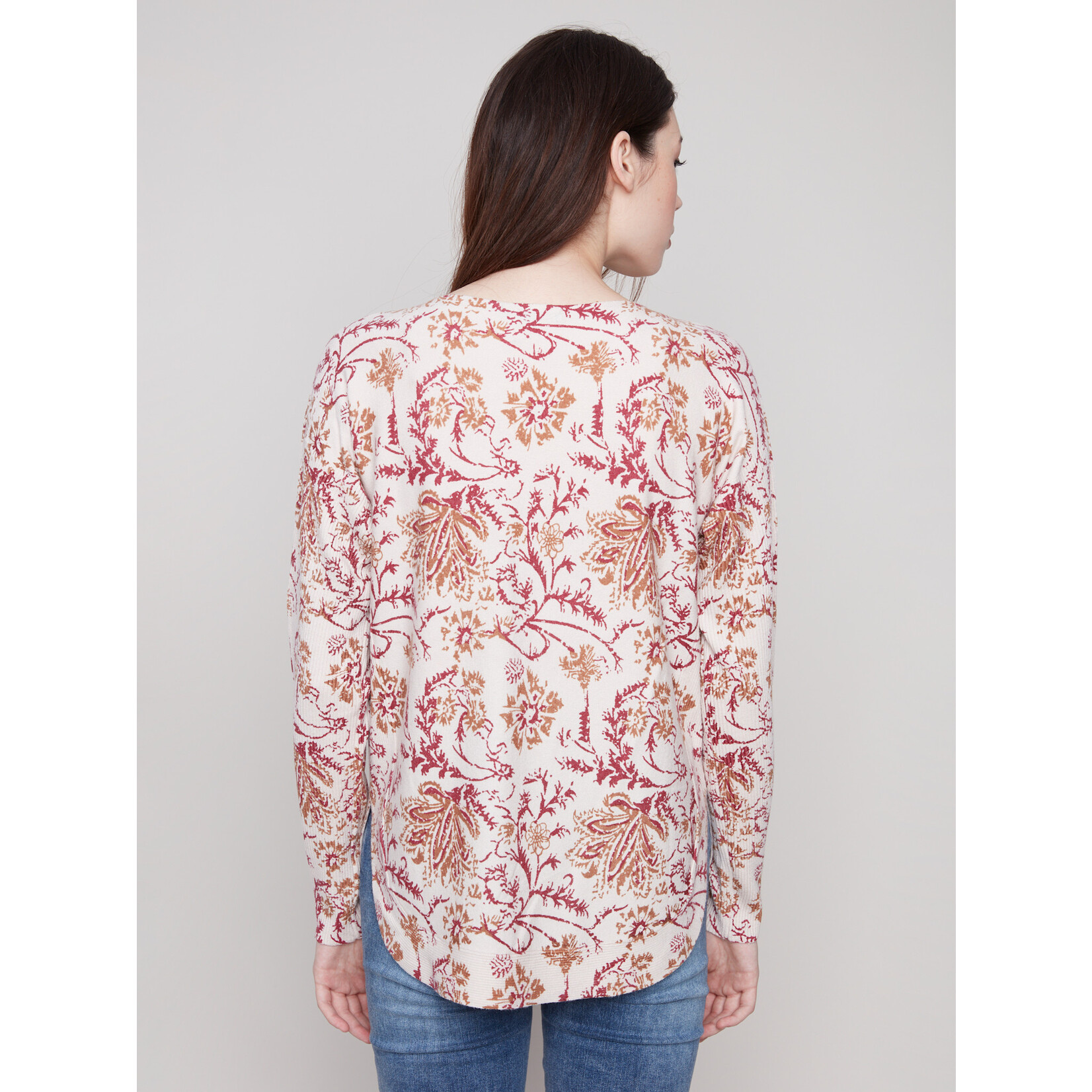Charlie B Printed Round Hem Sweater