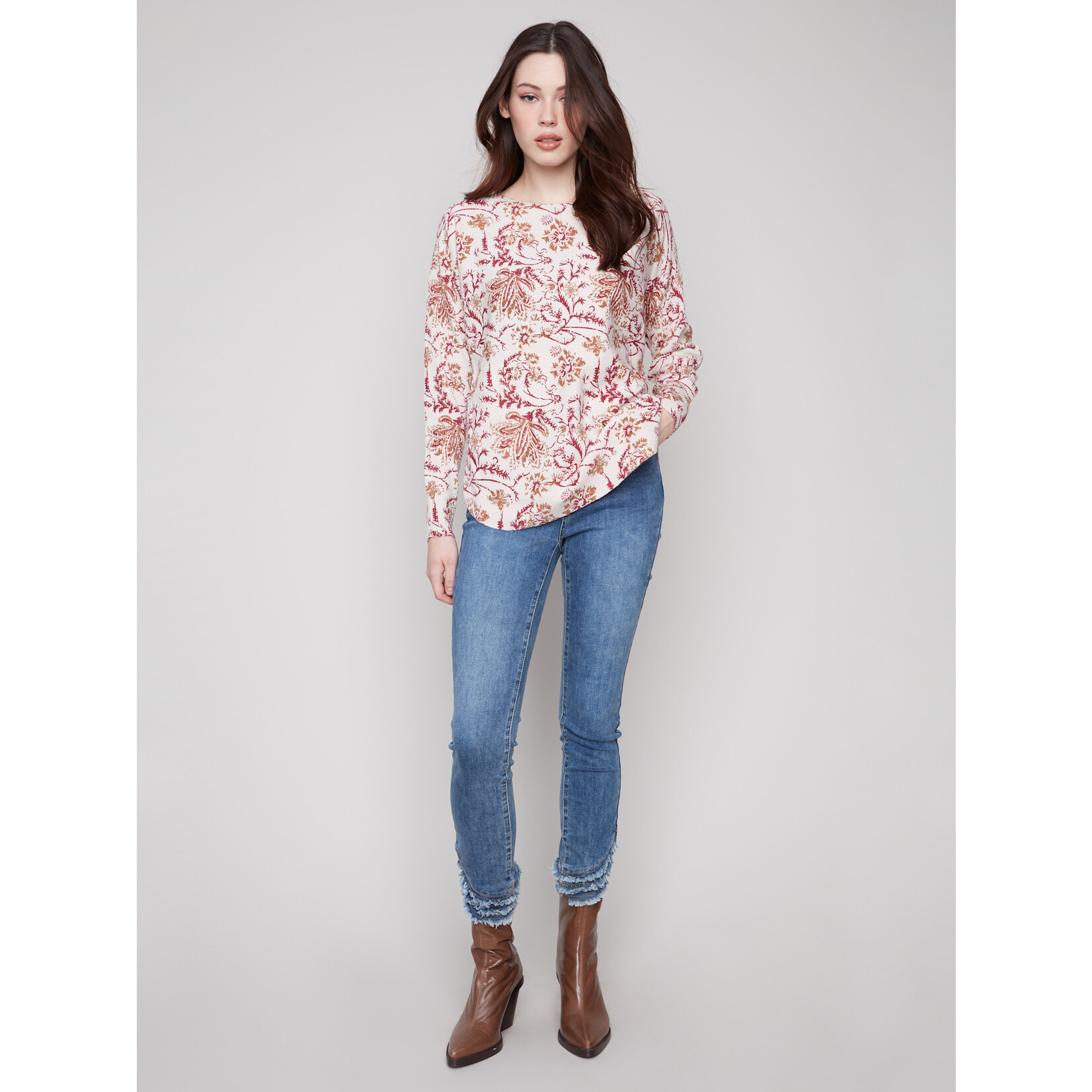 Charlie B Printed Round Hem Sweater