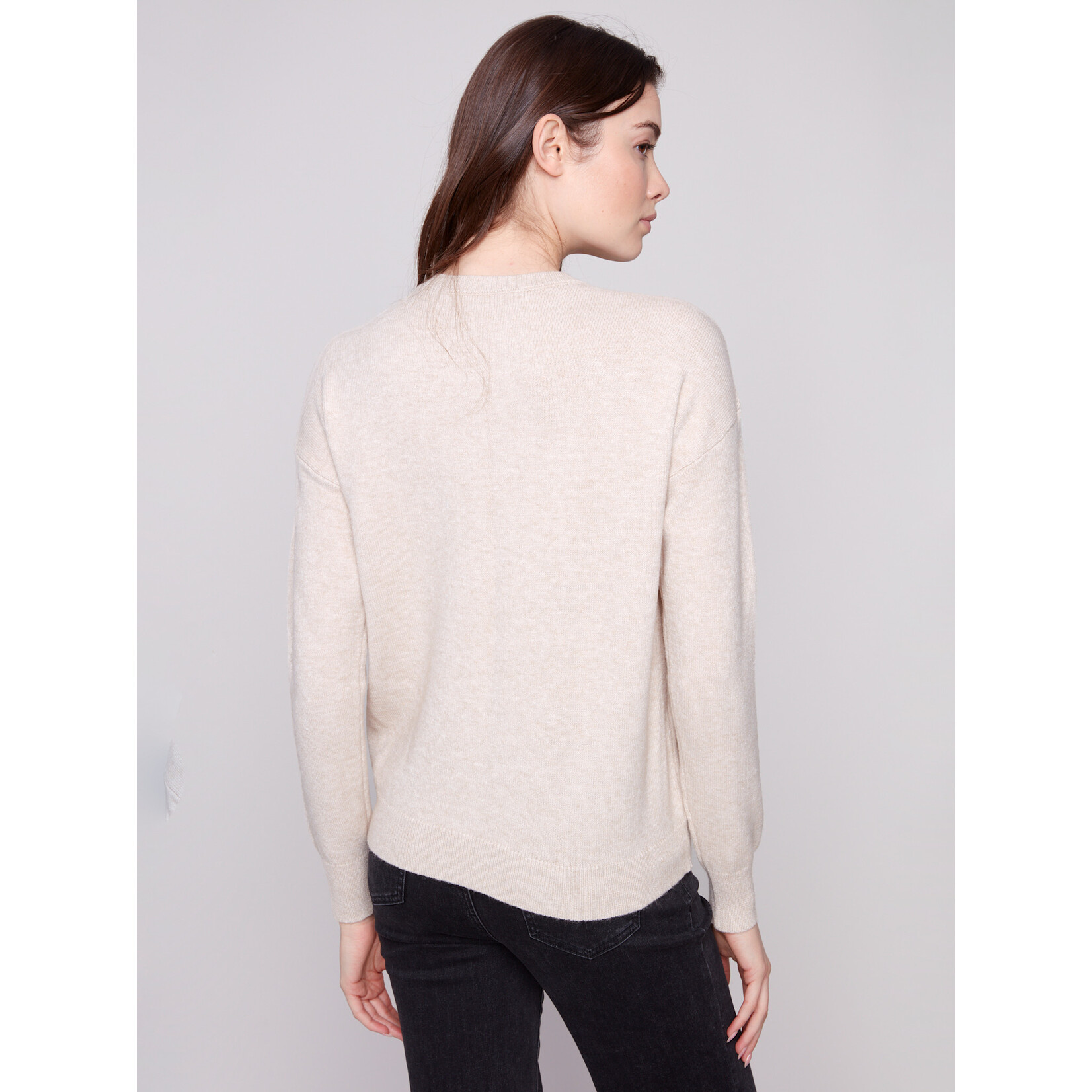 Charlie B Crewneck Sweater With Tonal Embroidery