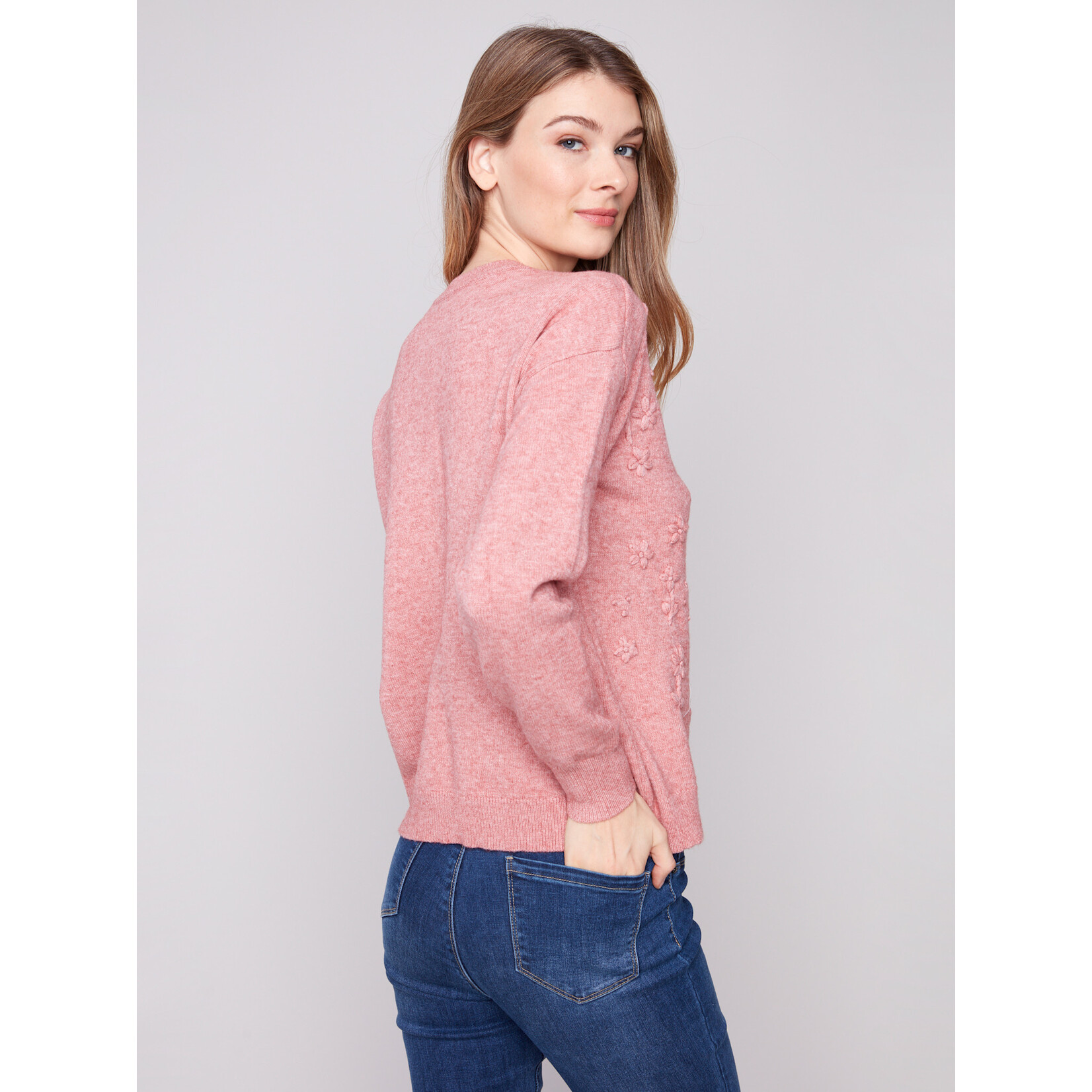 Charlie B Crewneck Sweater With Tonal Embroidery