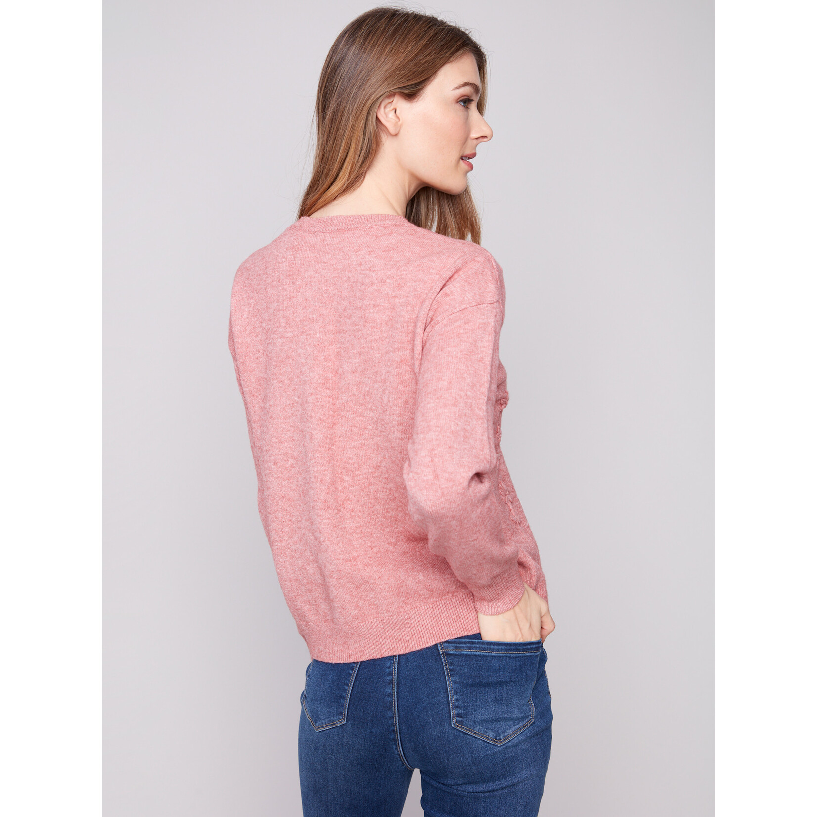Charlie B Crewneck Sweater With Tonal Embroidery