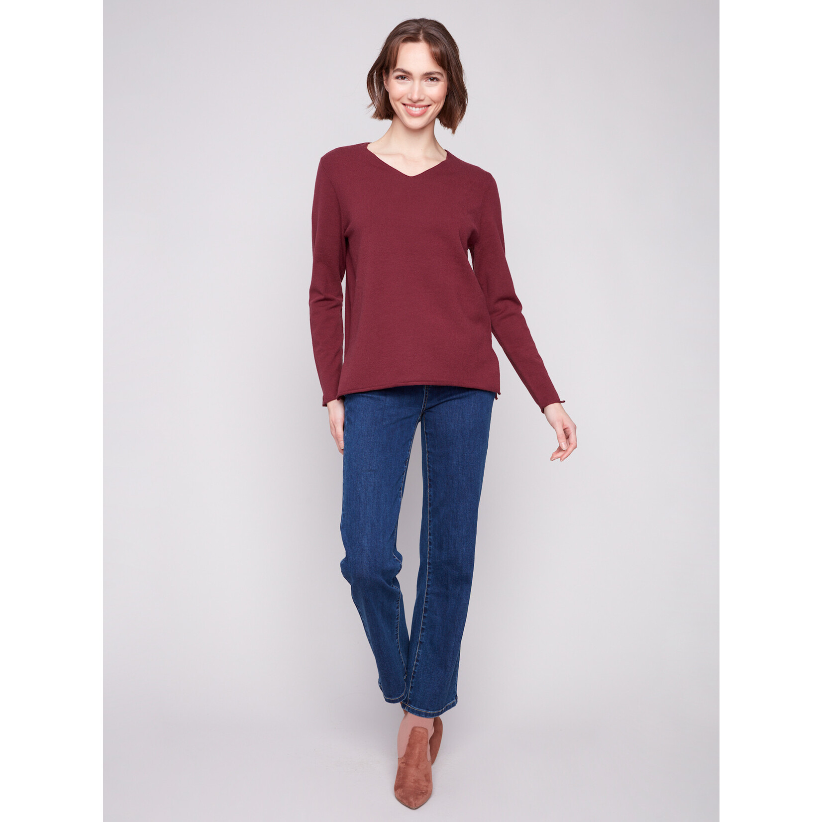Charlie B Basic V-Neck Sweater