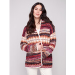Charlie B Jacquard Cardigan With Patch Pockets