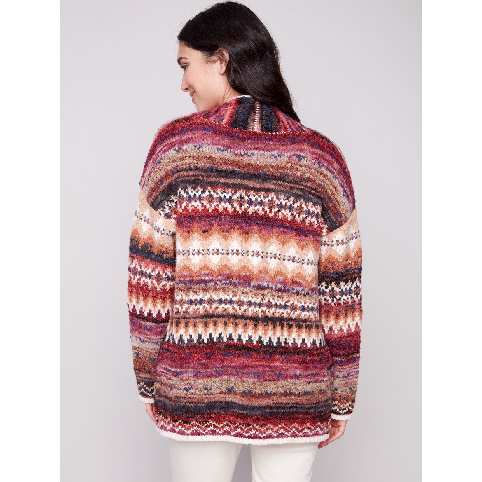 Charlie B Jacquard Cardigan With Patch Pockets