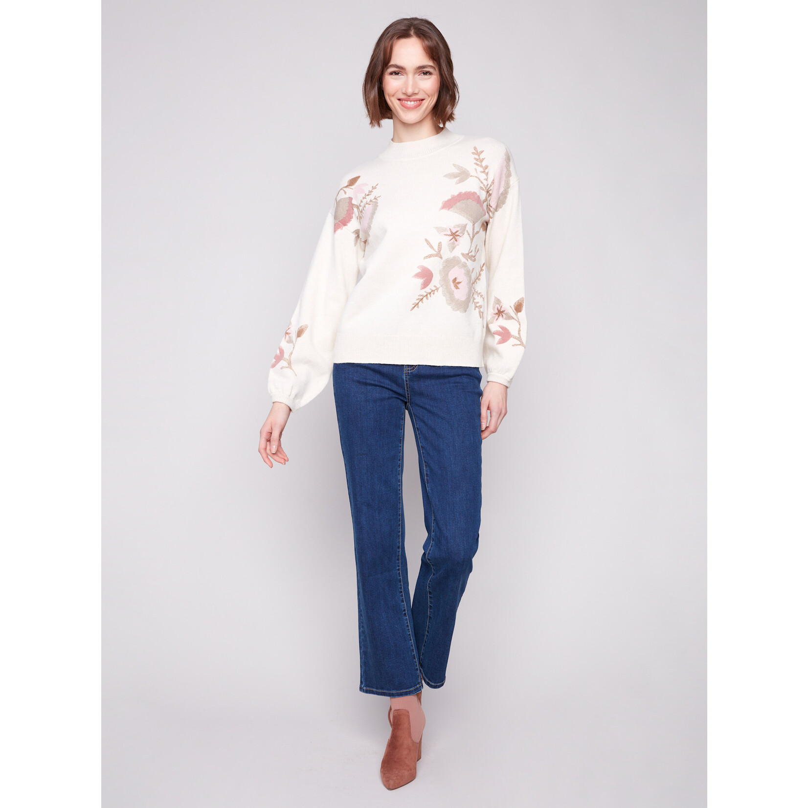 Charlie B Mock Neck Sweater With Print