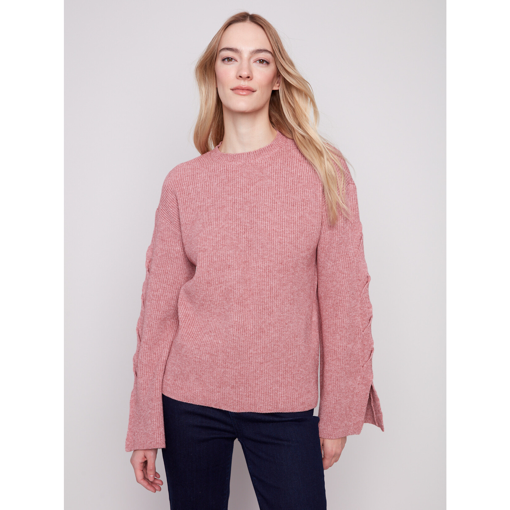 Charlie B Cable Detail Crew Neck Sweater