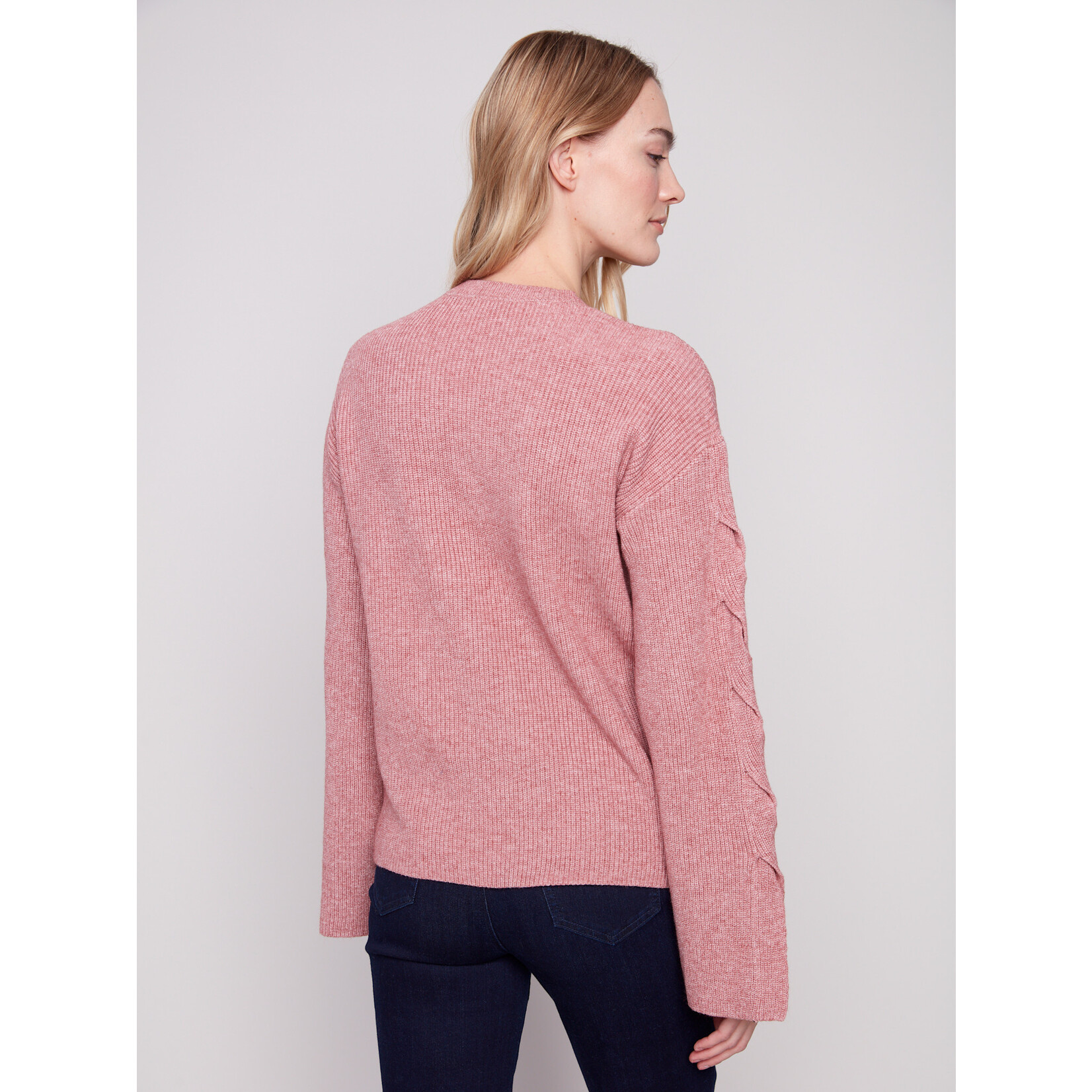 Charlie B Cable Detail Crew Neck Sweater