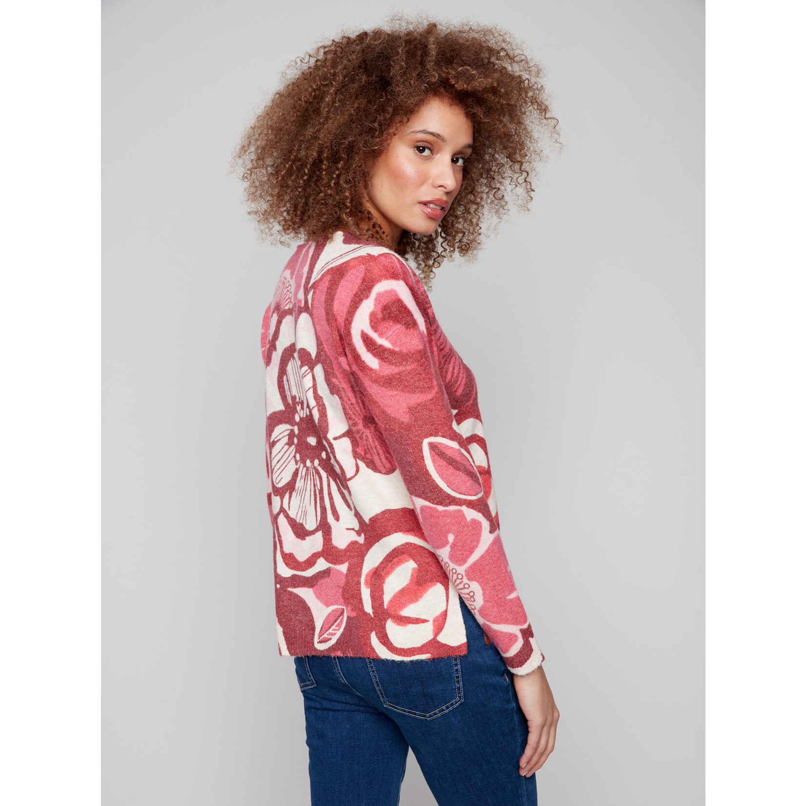 Charlie B Printed V-Neck Sweater