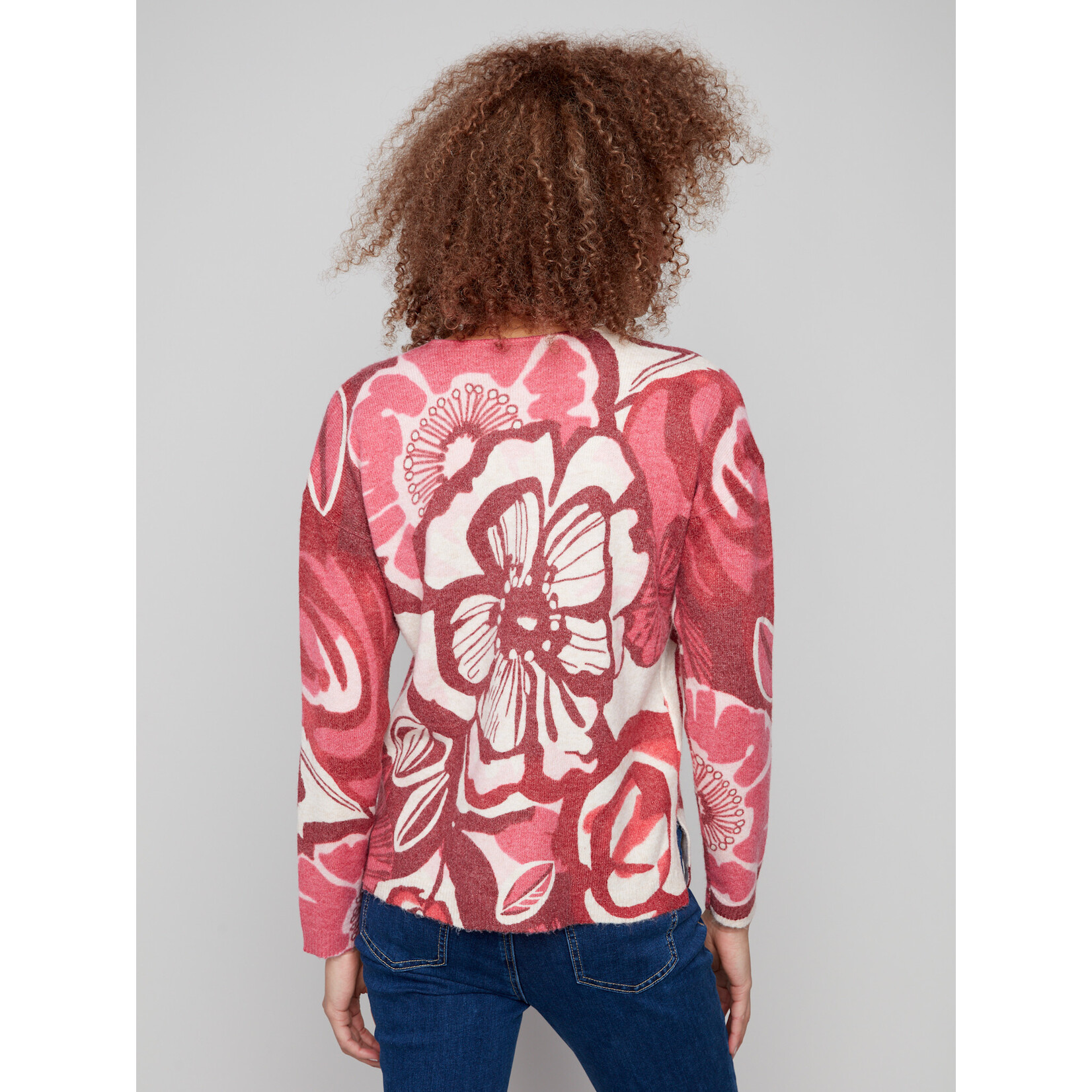 Charlie B Printed V-Neck Sweater