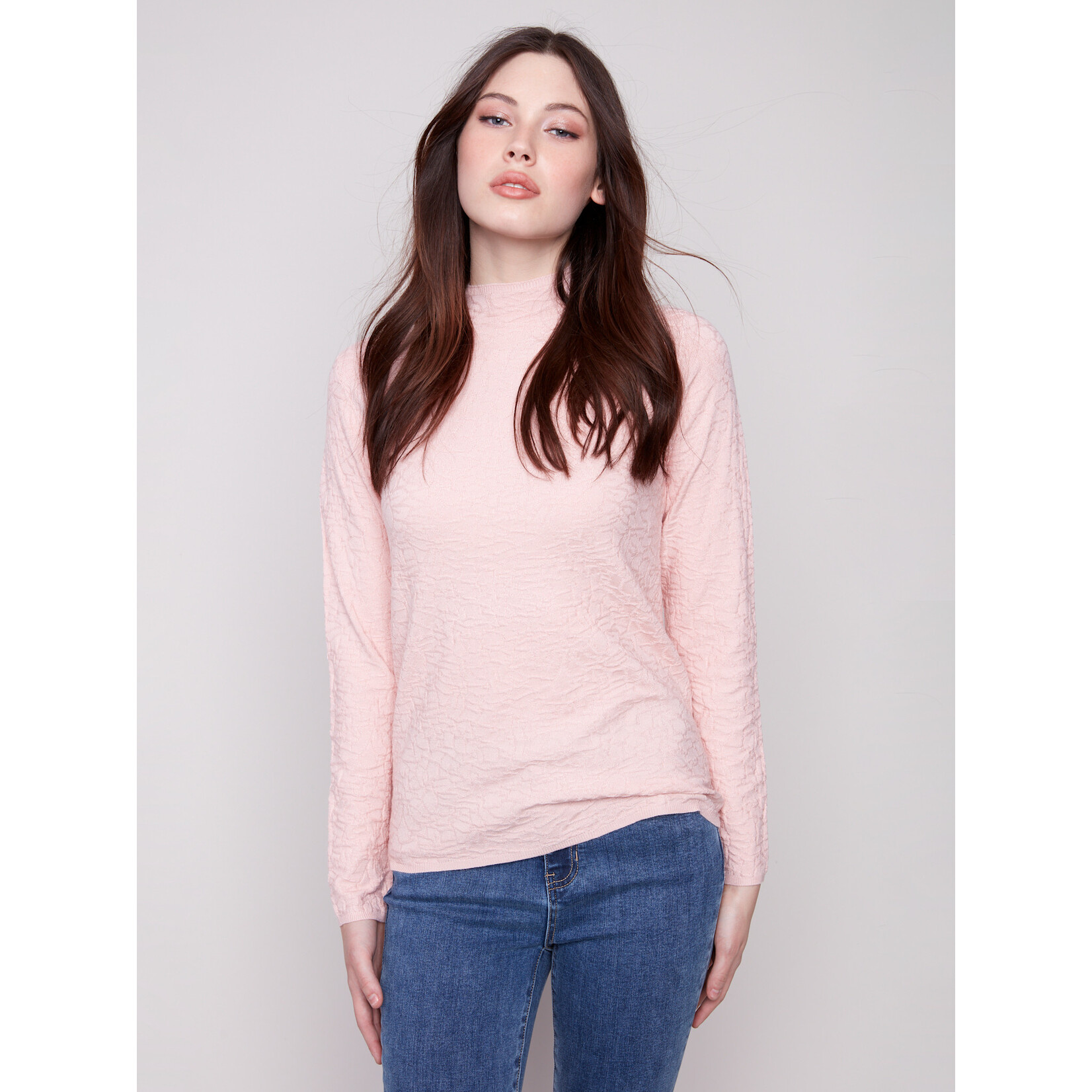 Charlie B Textured Mock Neck Sweater