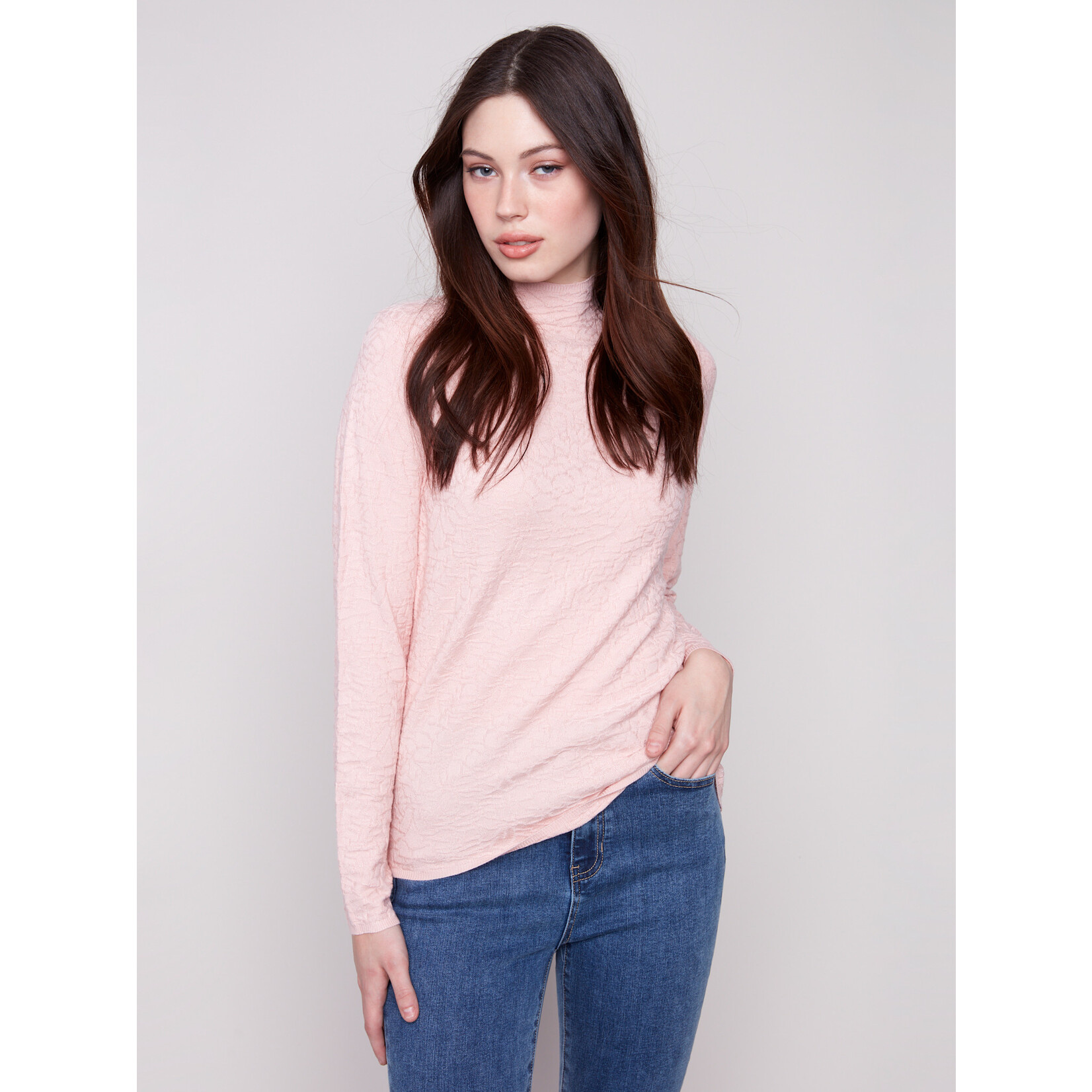 Charlie B Textured Mock Neck Sweater