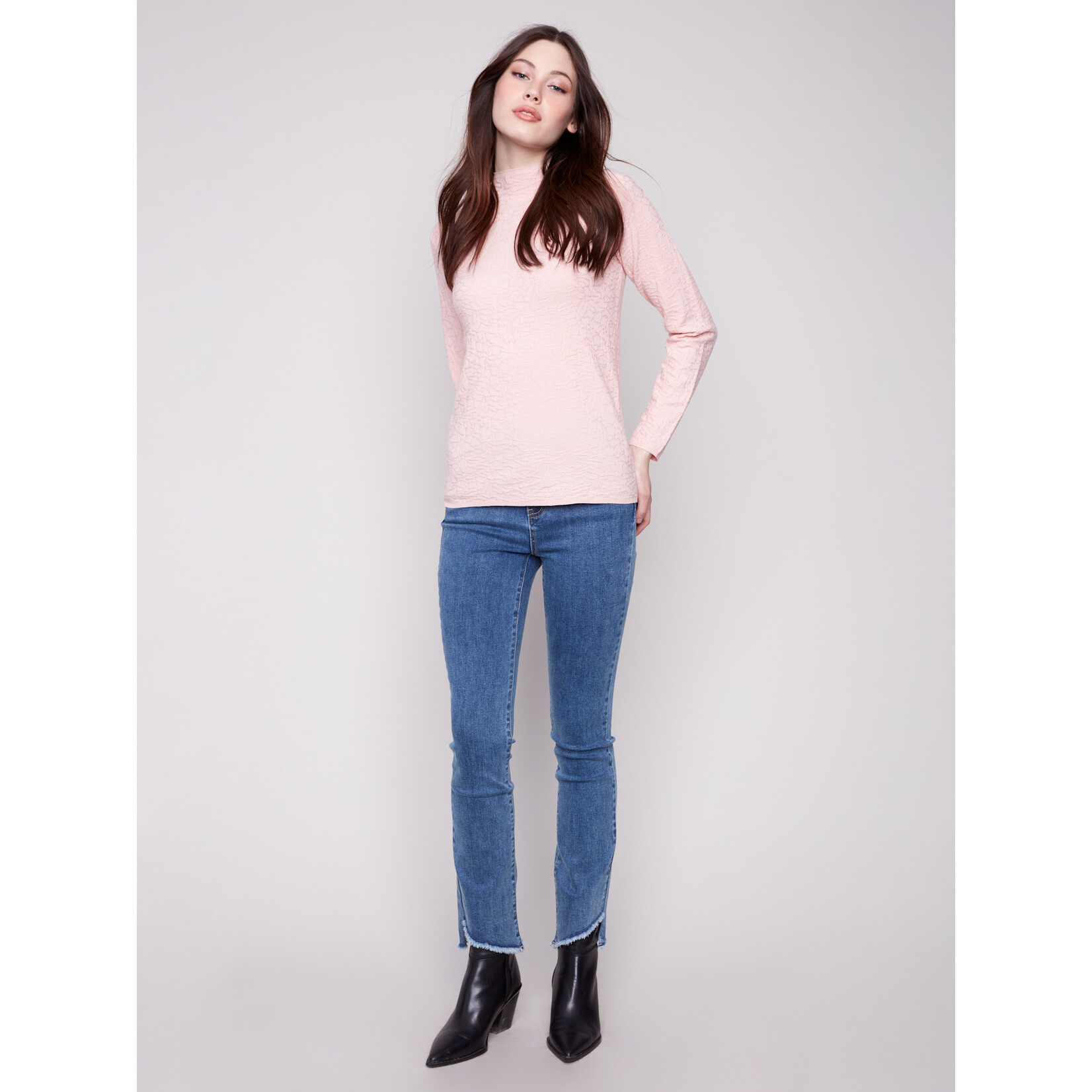 Charlie B Textured Mock Neck Sweater