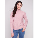 Charlie B Mock Neck Sweater With Fancy Button Detail