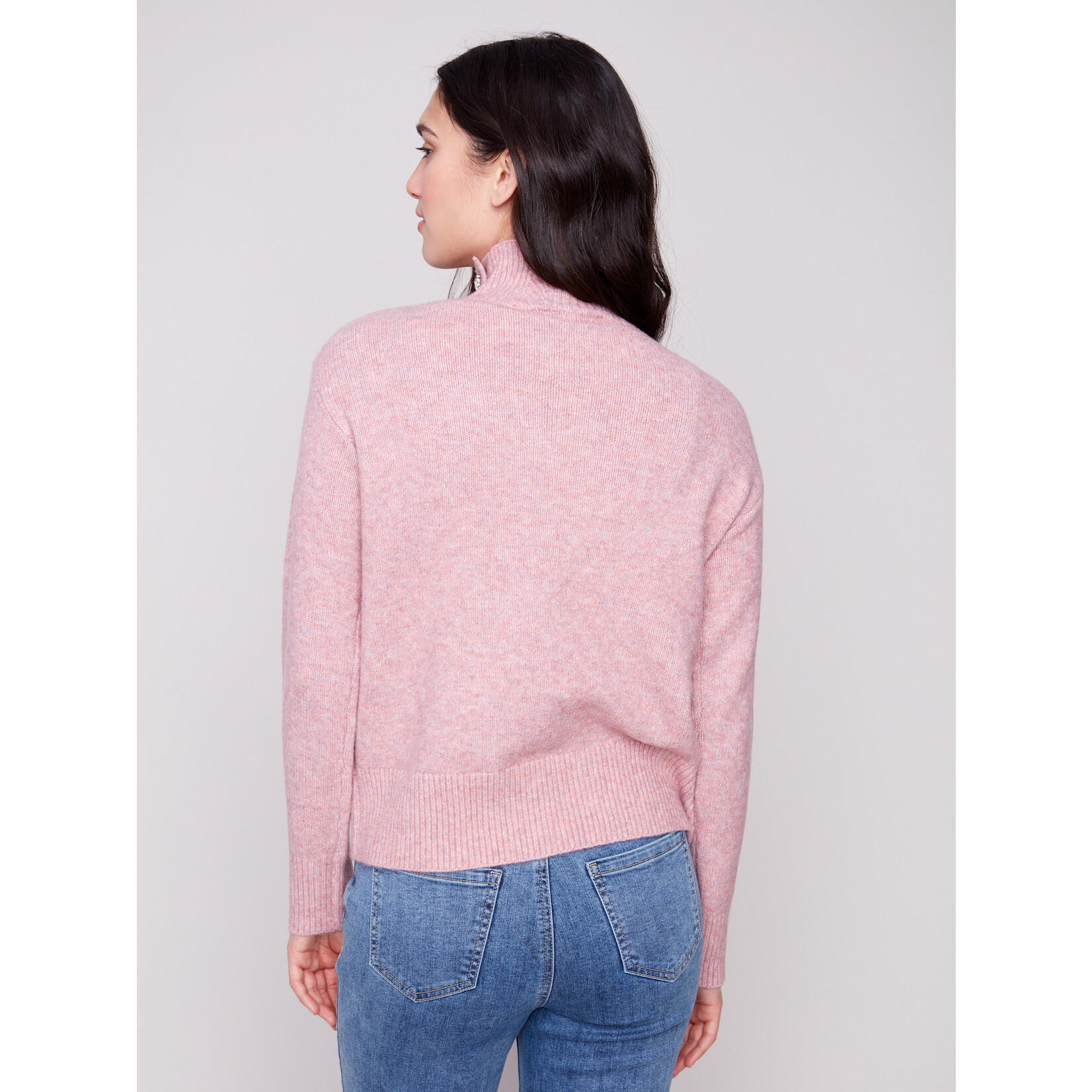 Charlie B Mock Neck Sweater With Fancy Button Detail