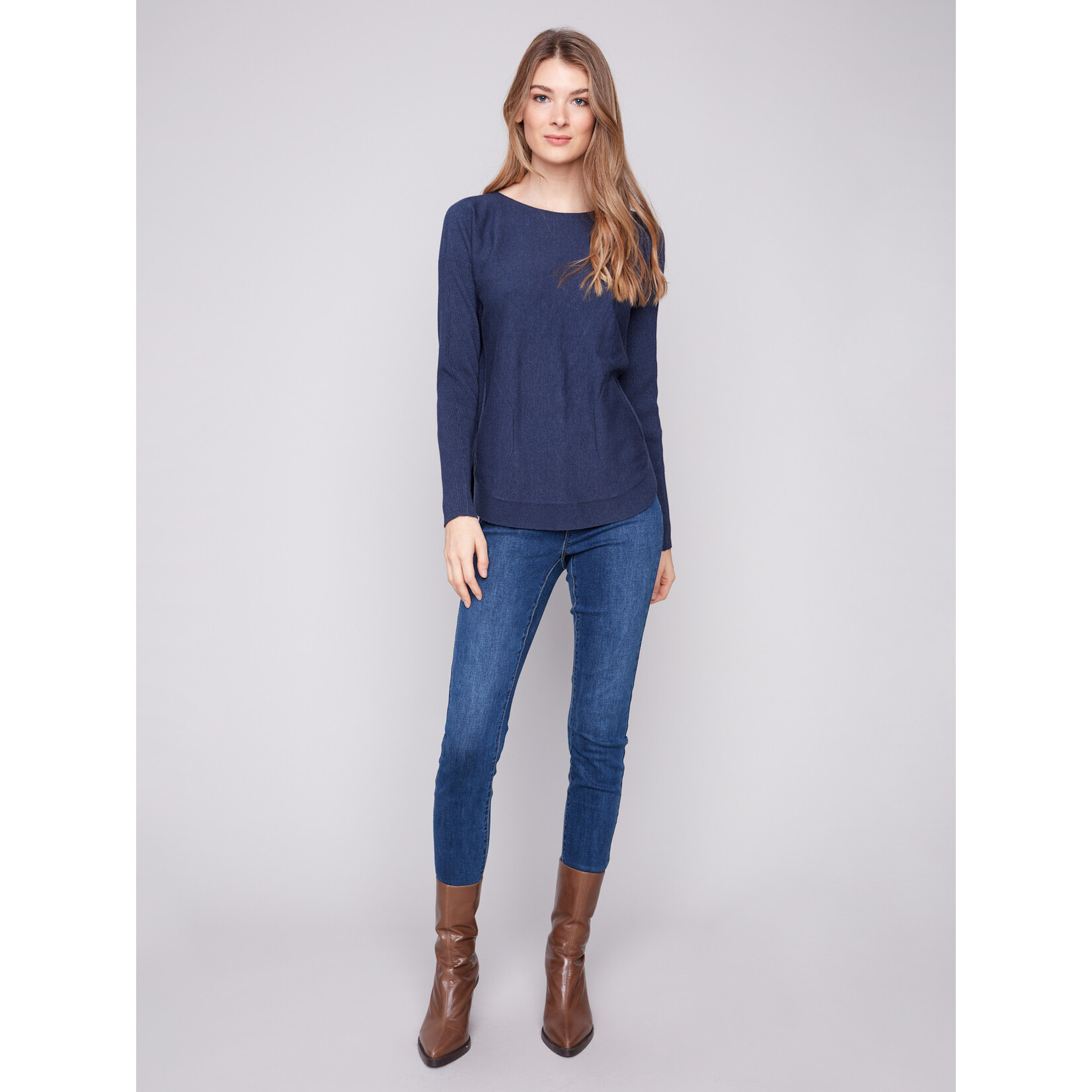 Charlie B Sweater With Back Eyelet Detail