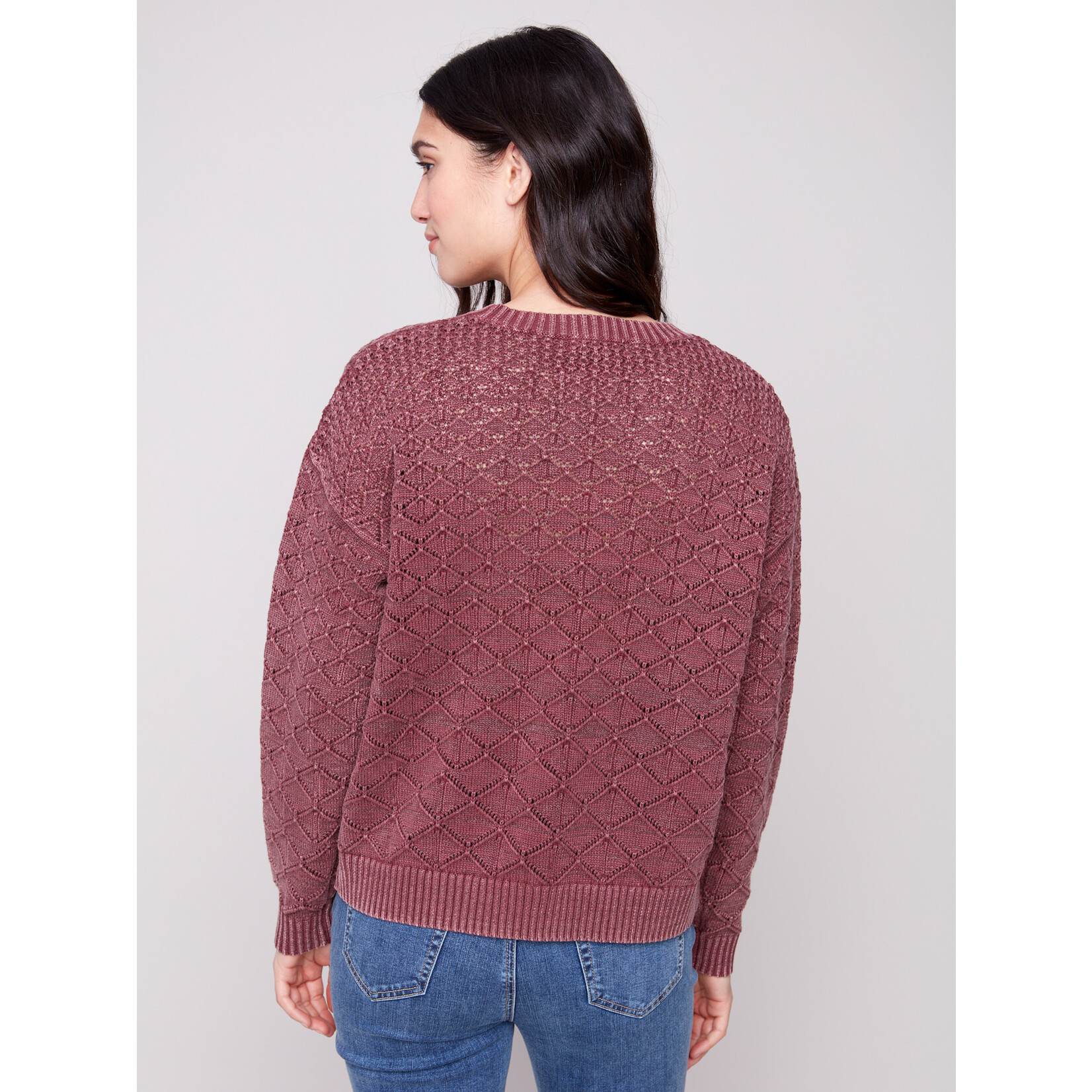 Charlie B Pointelle Crew Neck Sweater