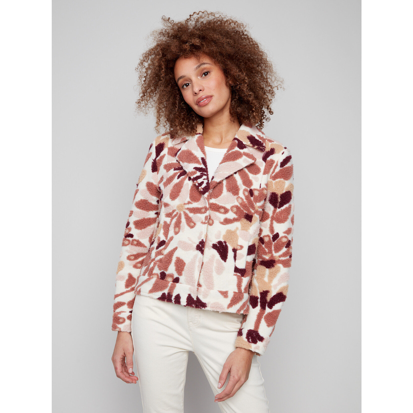 Charlie B Sherpa Flocked Fleece Short Jacket