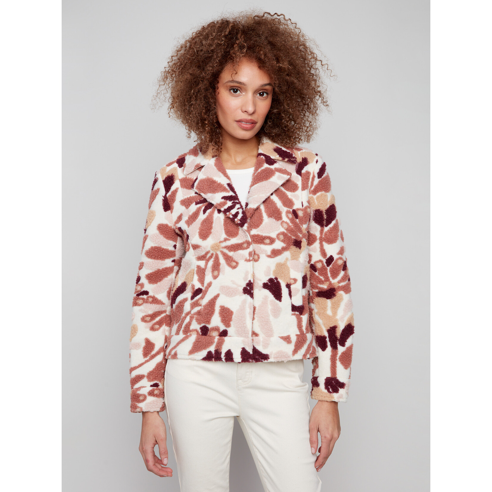 Charlie B Sherpa Flocked Fleece Short Jacket