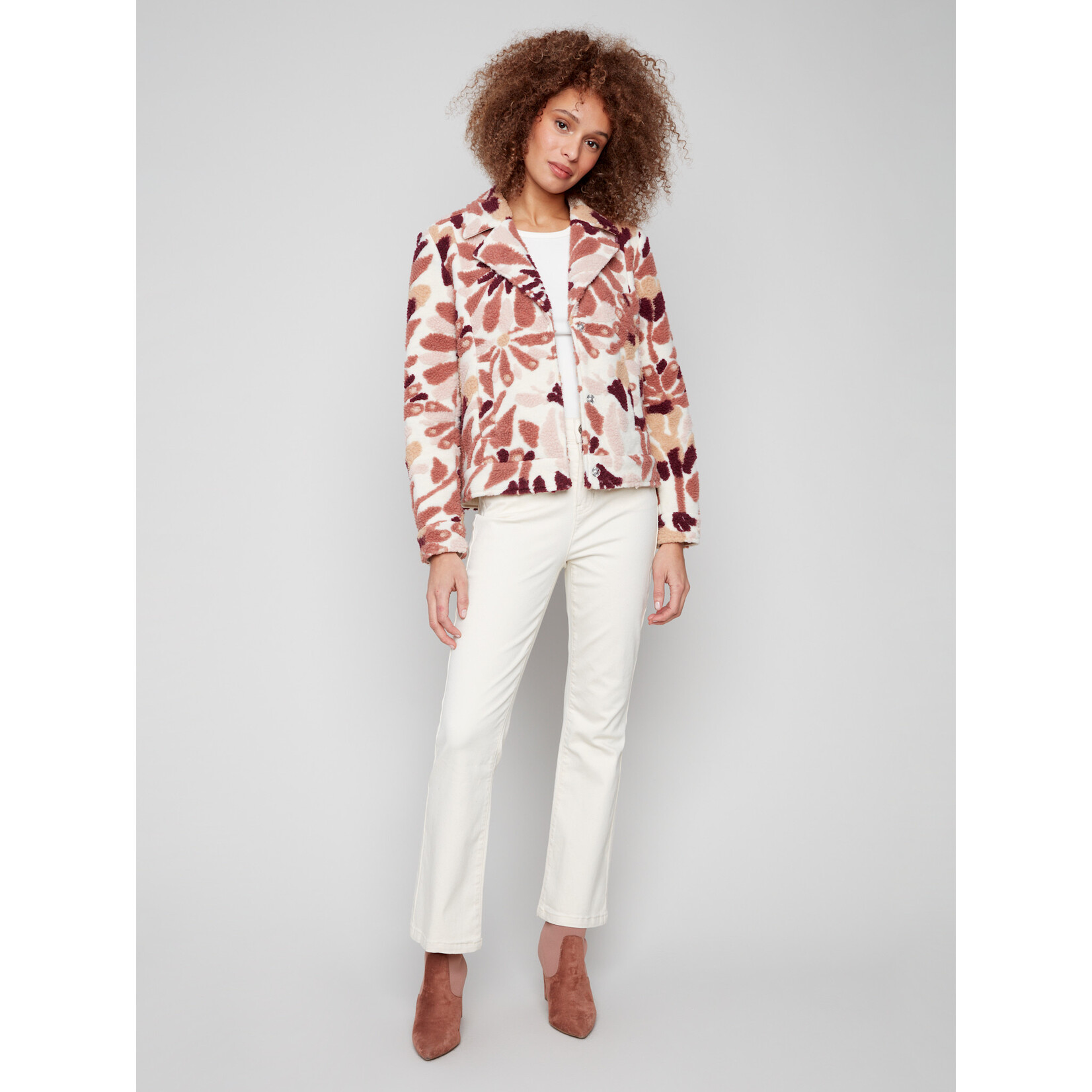 Charlie B Sherpa Flocked Fleece Short Jacket