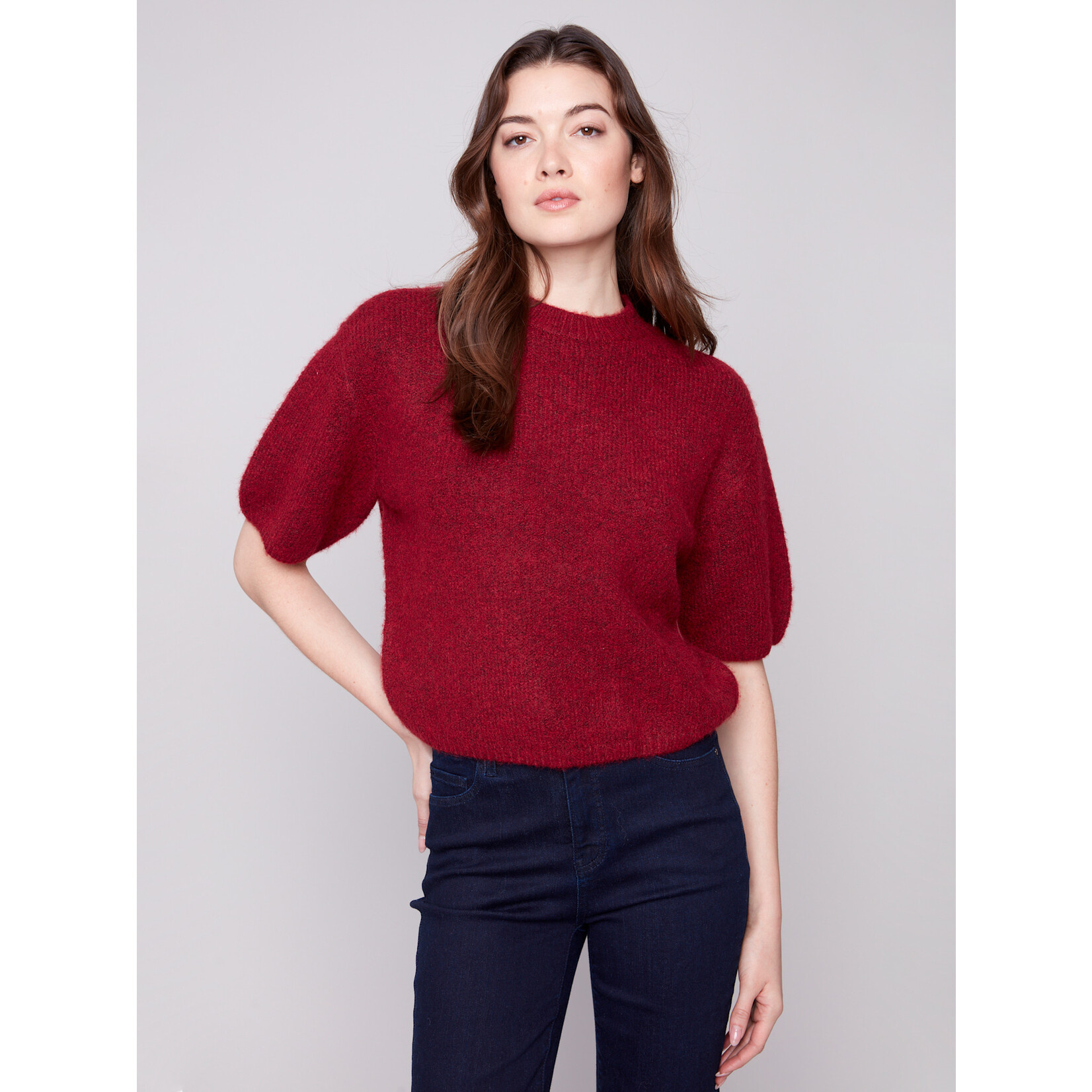 Charlie B Sweater With Short Balloon Sleeve
