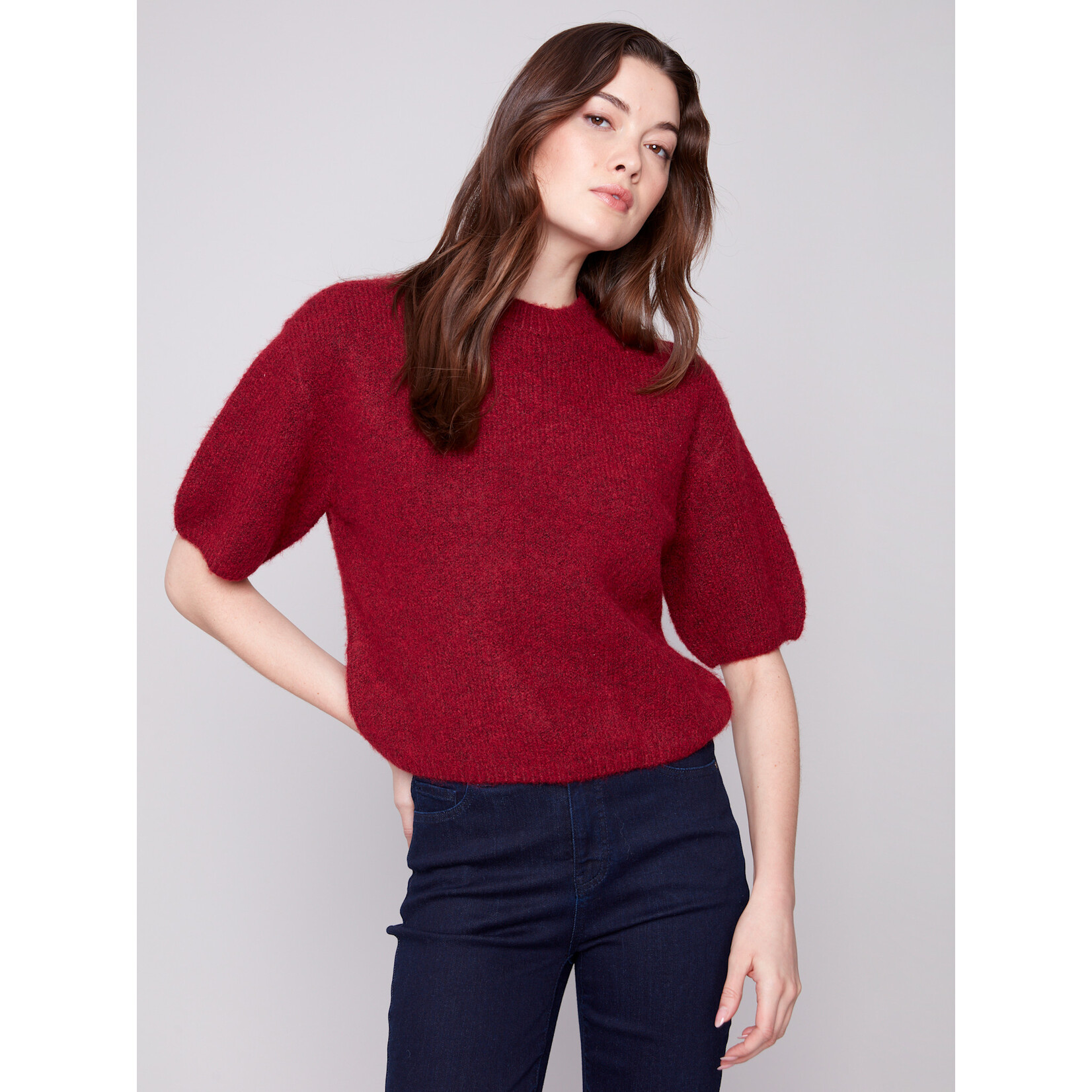 Charlie B Sweater With Short Balloon Sleeve