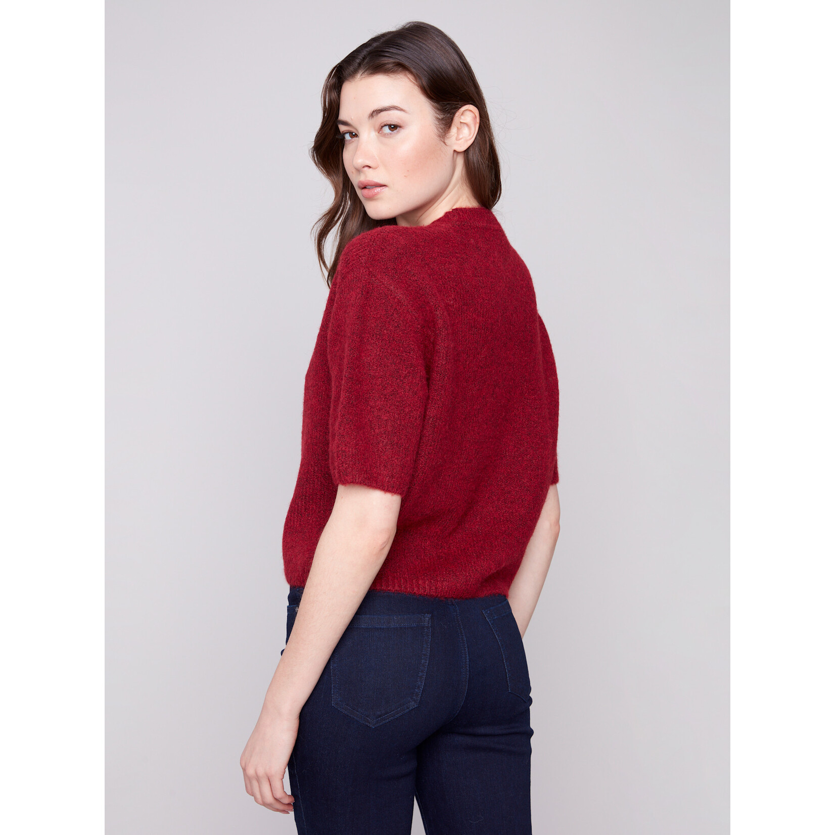Charlie B Sweater With Short Balloon Sleeve