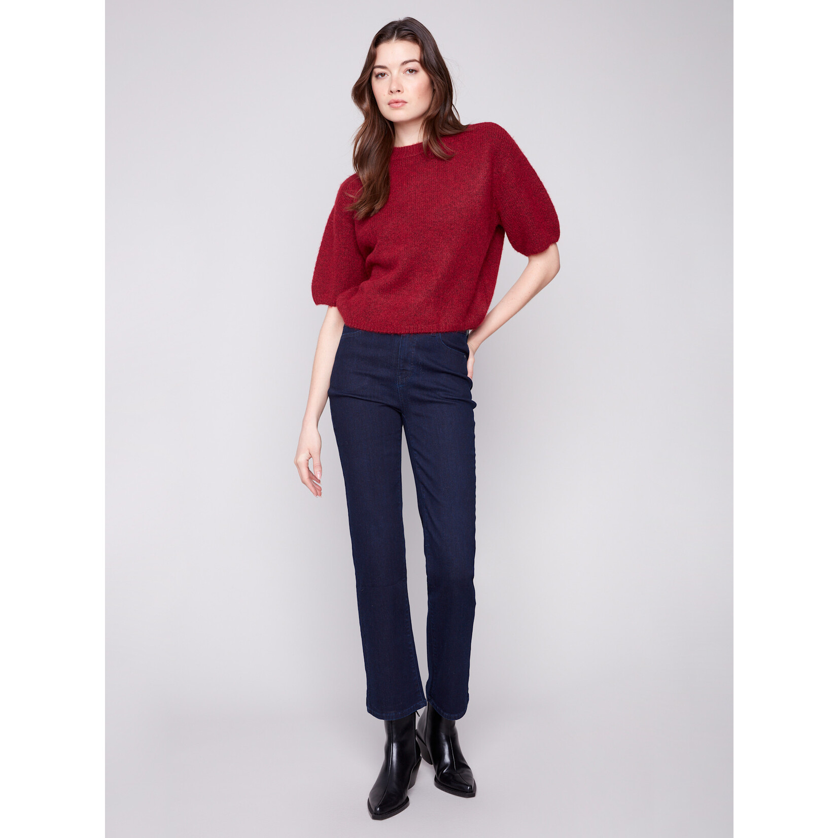 Charlie B Sweater With Short Balloon Sleeve